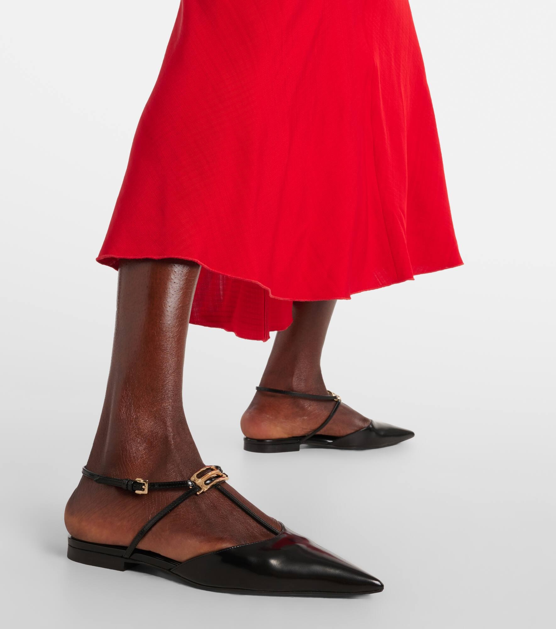 B Buckle leather slingback flats - 4
