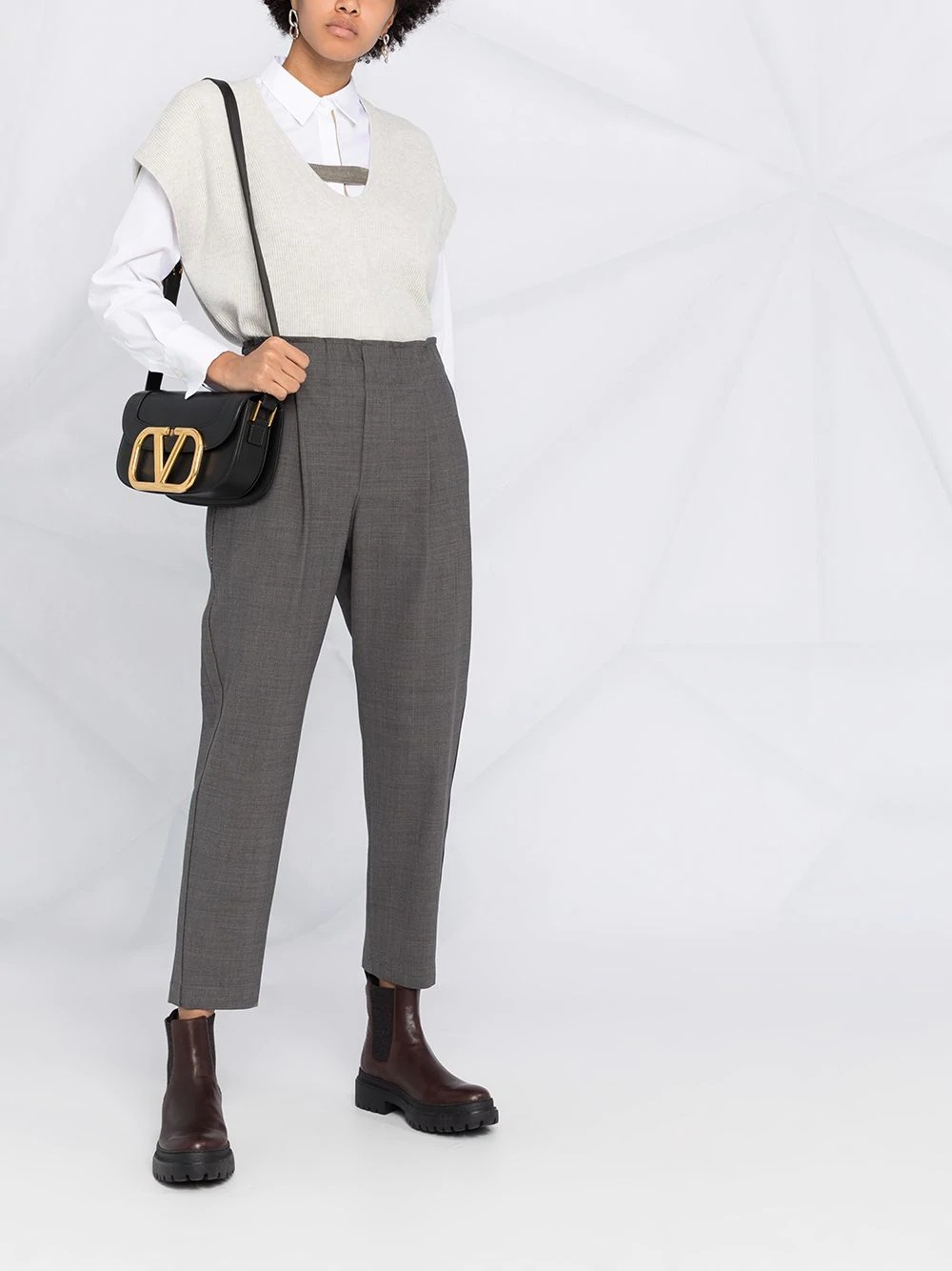 cropped virgin wool trousers - 2