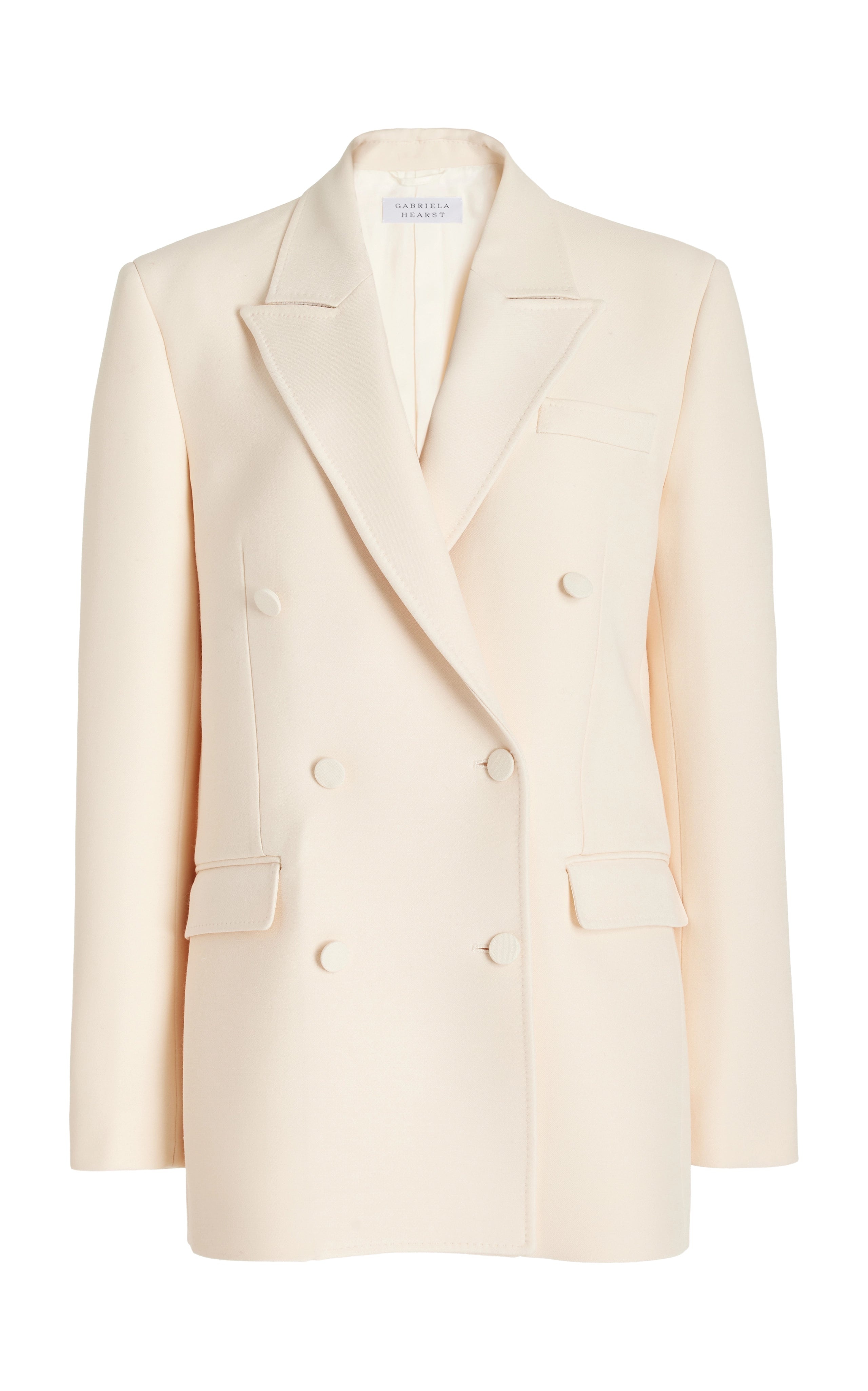 Kees Blazer in Ivory Silk Wool Cady - 1