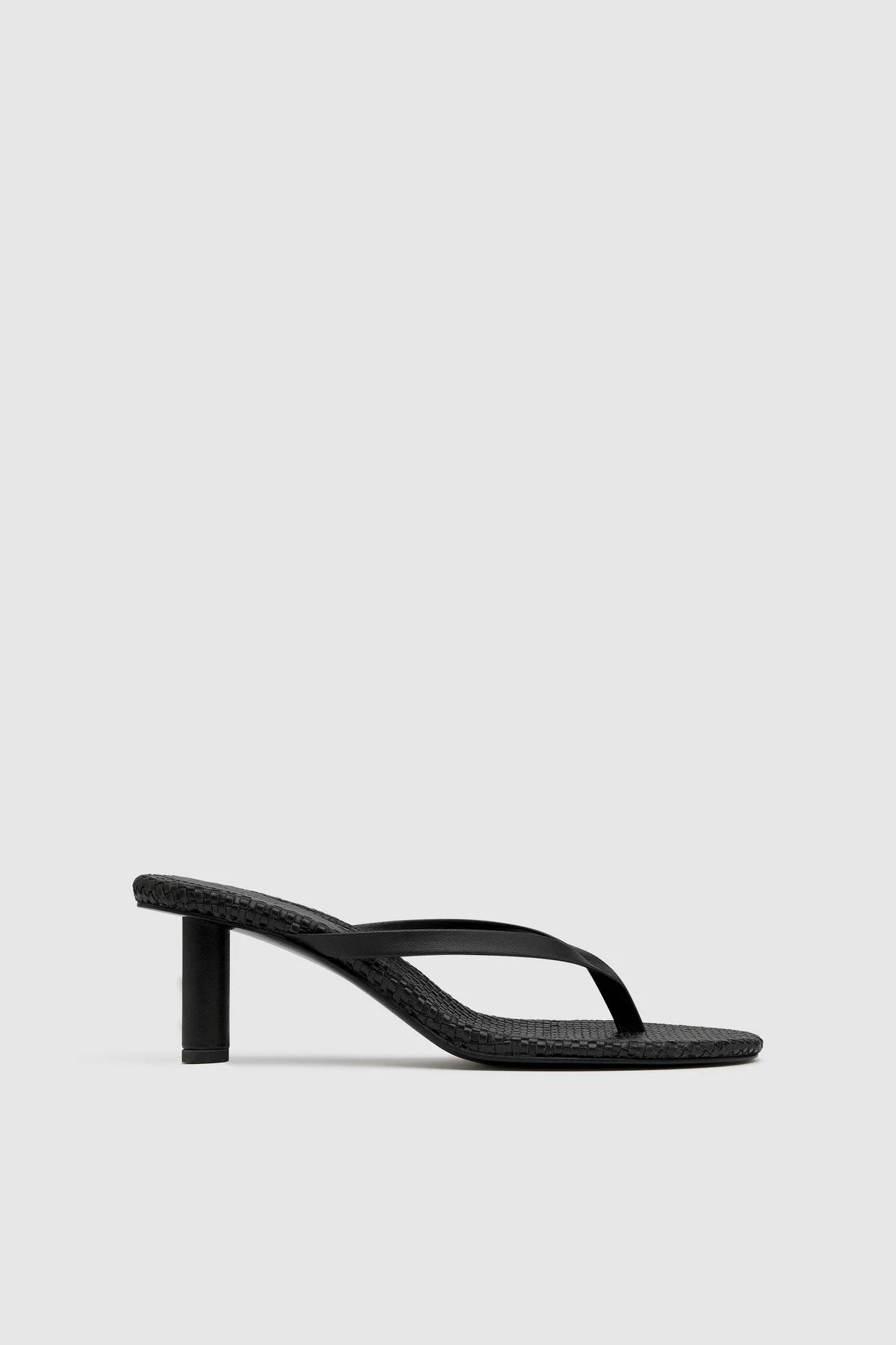 Woven Thong Heel - Black - 1