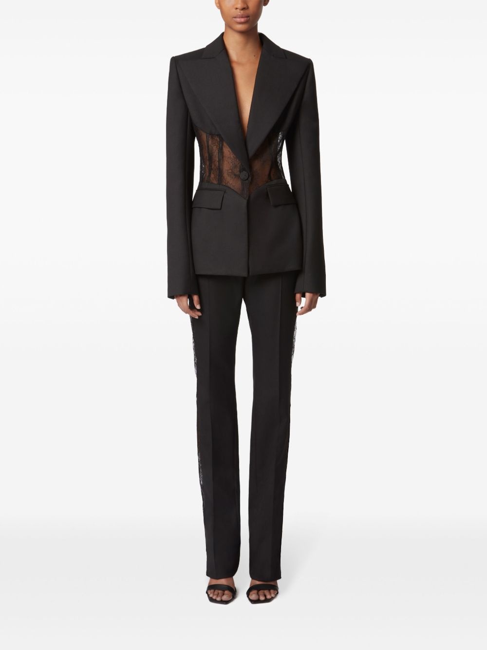 lace-panel blazer - 2