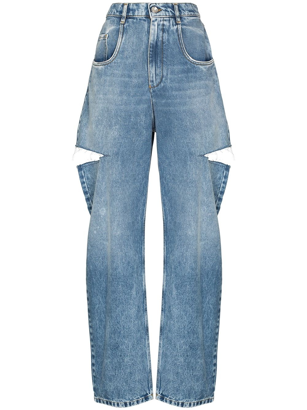 distressed straight-leg jeans - 1