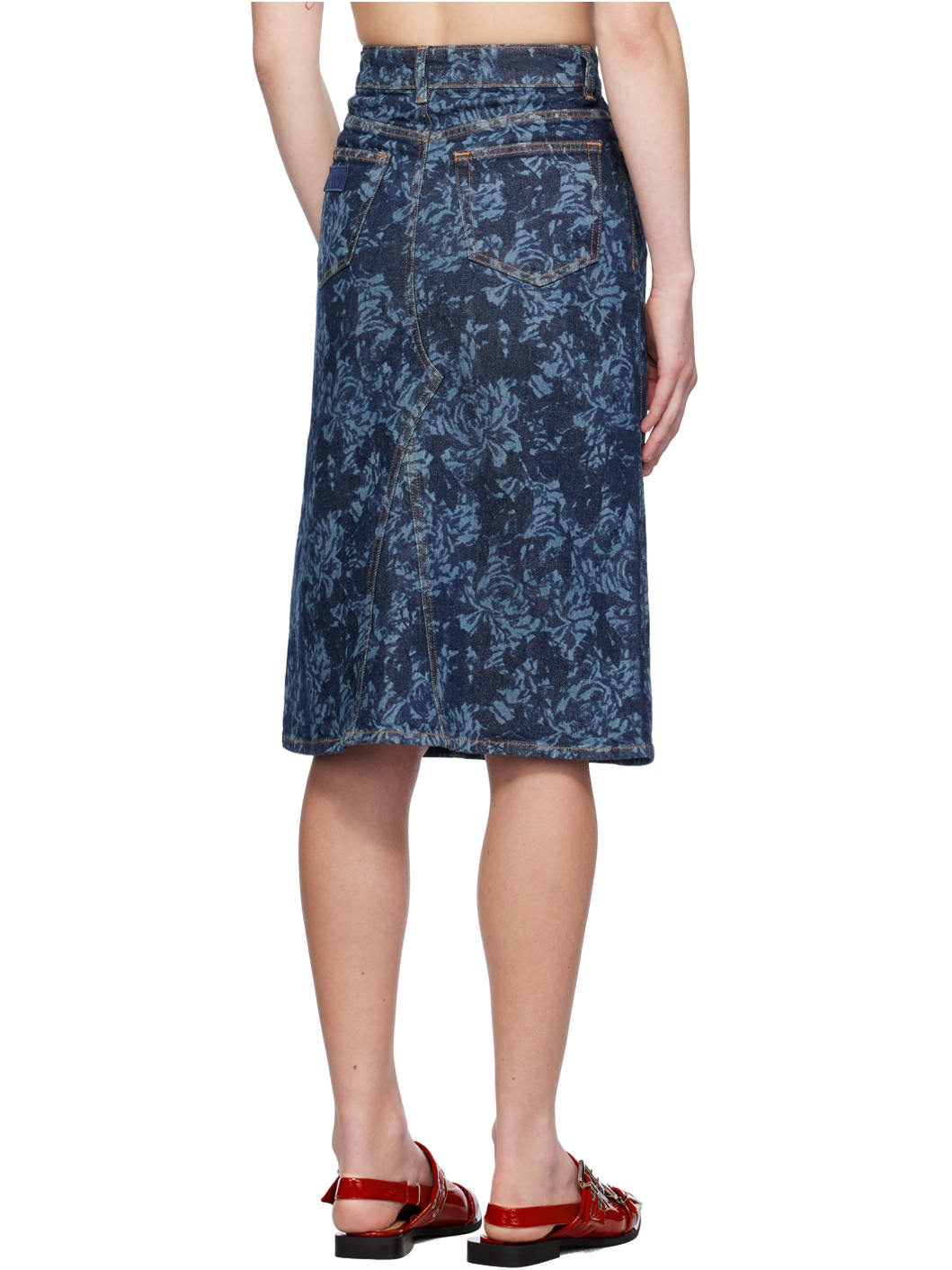 Blue Lazer Denim Midi Skirt - 3