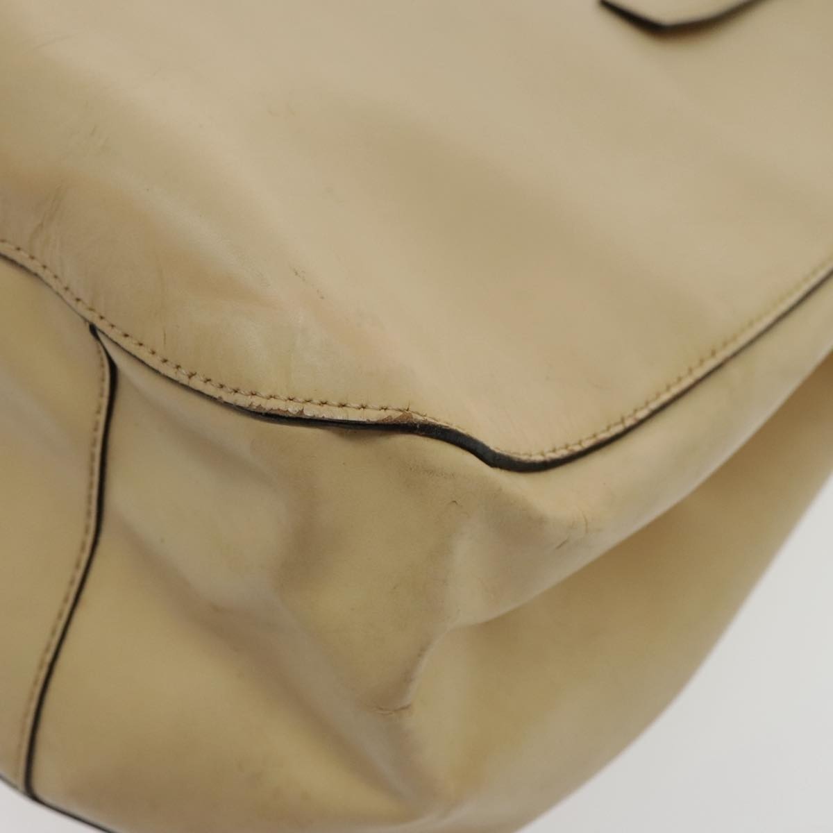 CELINE Tote Bag Leather Beige Gold - 9