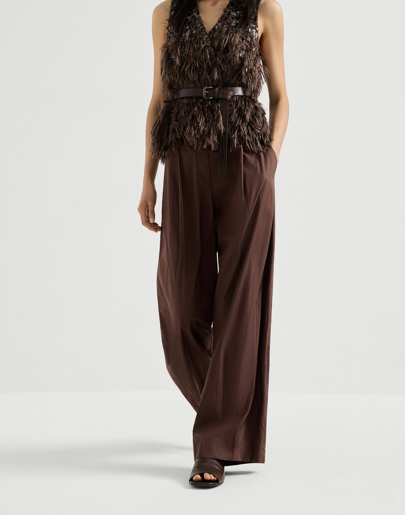 Lightweight poplin wide trousers with monili 5