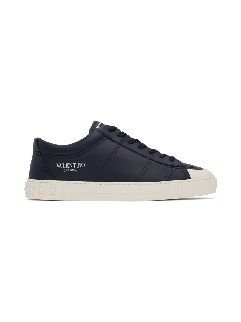 Navy Cityplanet Calfskin Sneakers 1