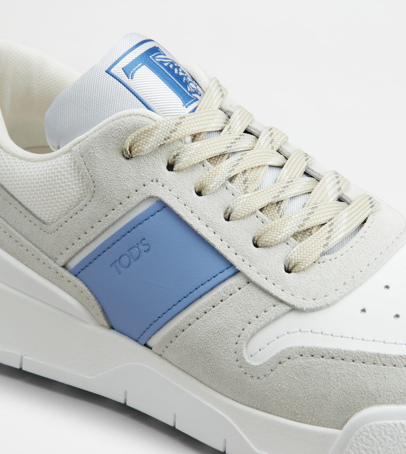 TOD'S SNEAKERS IN SUEDE AND SMOOTH LEATHER - WHITE, BLUE 6