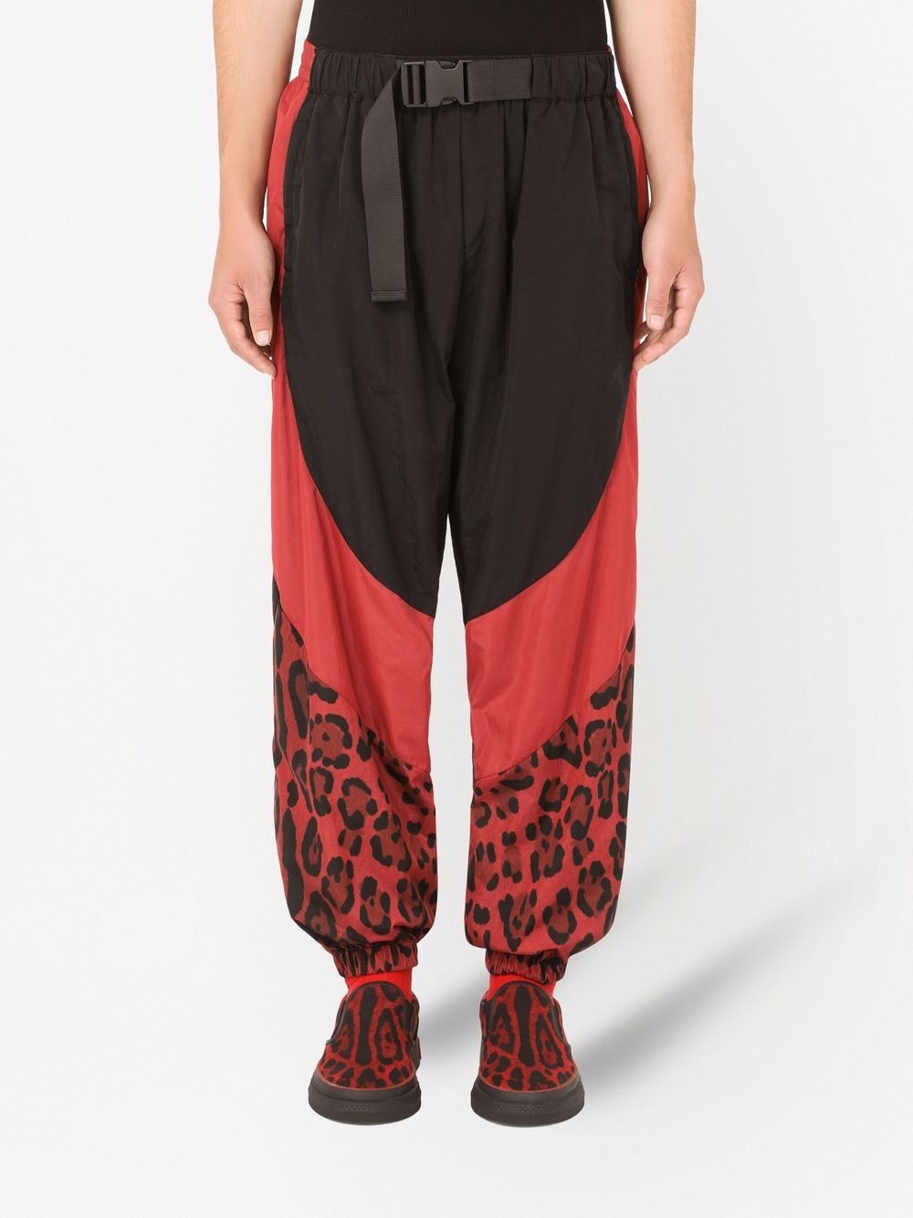 panelled leopard-print trousers - 3