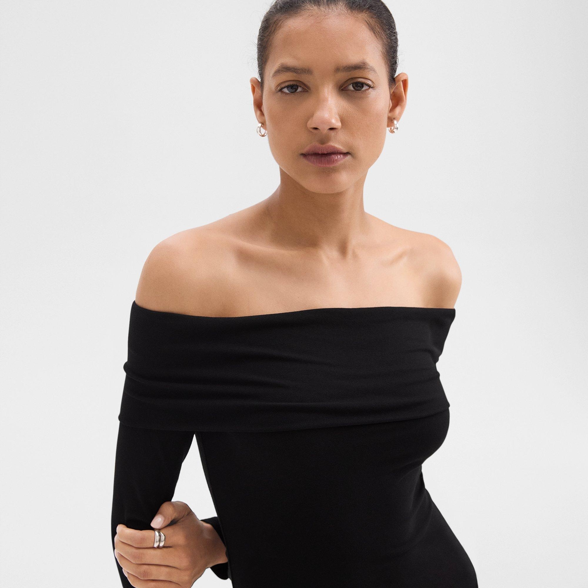 Off-the-Shoulder Top in Ribbed Viscose - 5