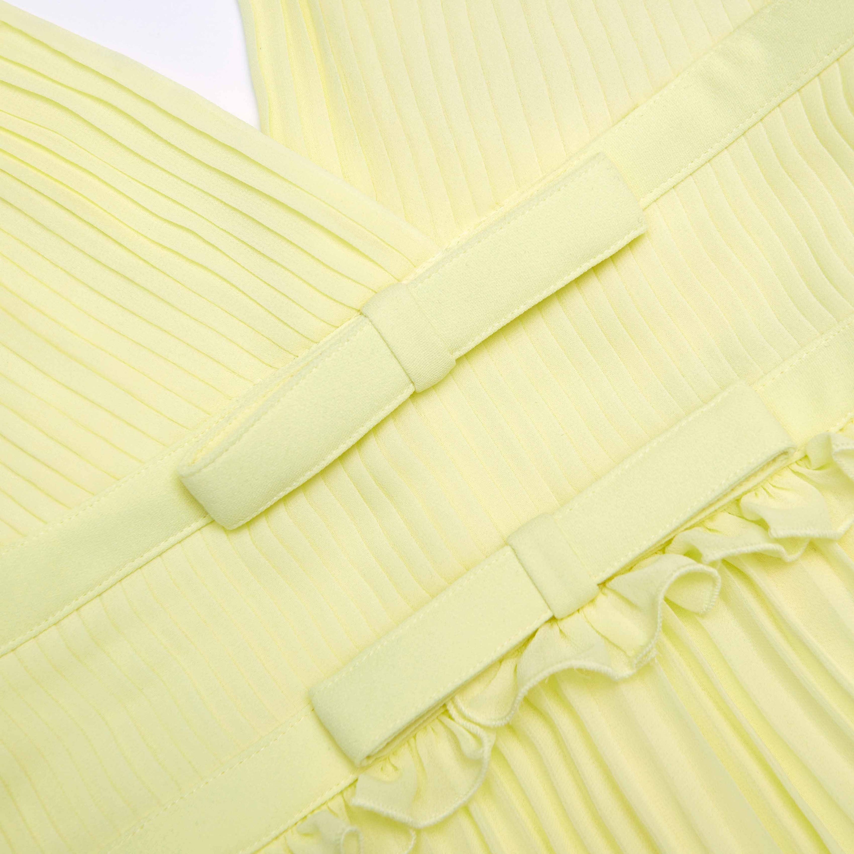 Yellow Chiffon Midi Dress - 5