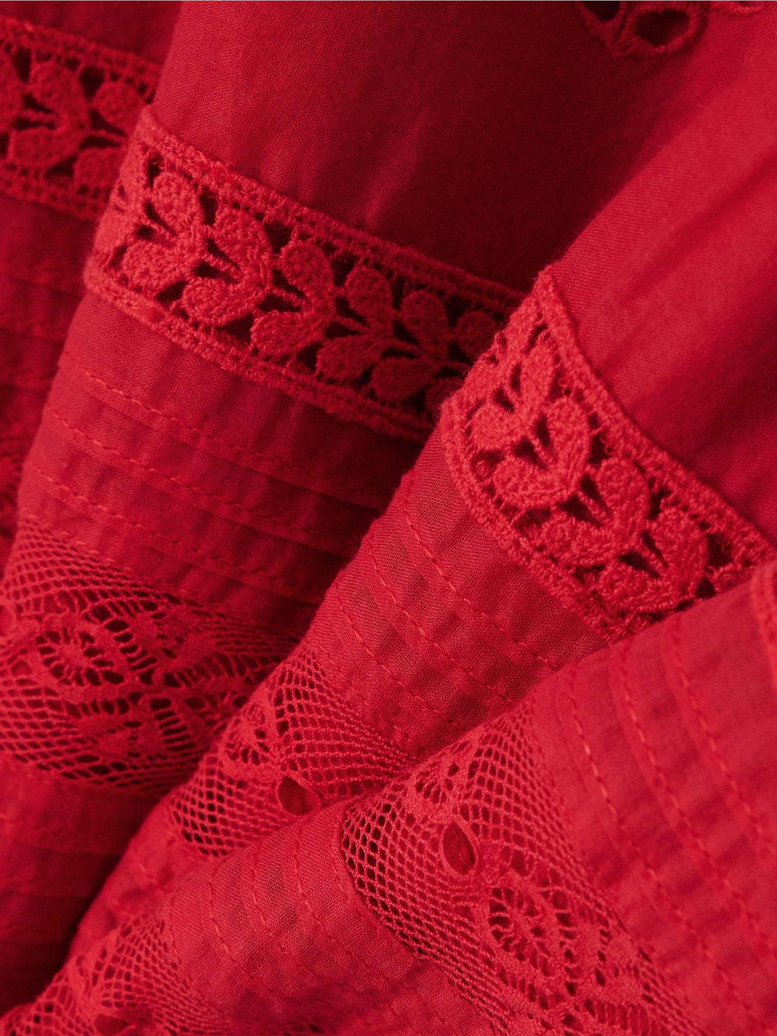 Damina crochet-trimmed broderie anglaise organic cotton-voile shorts Red - 4