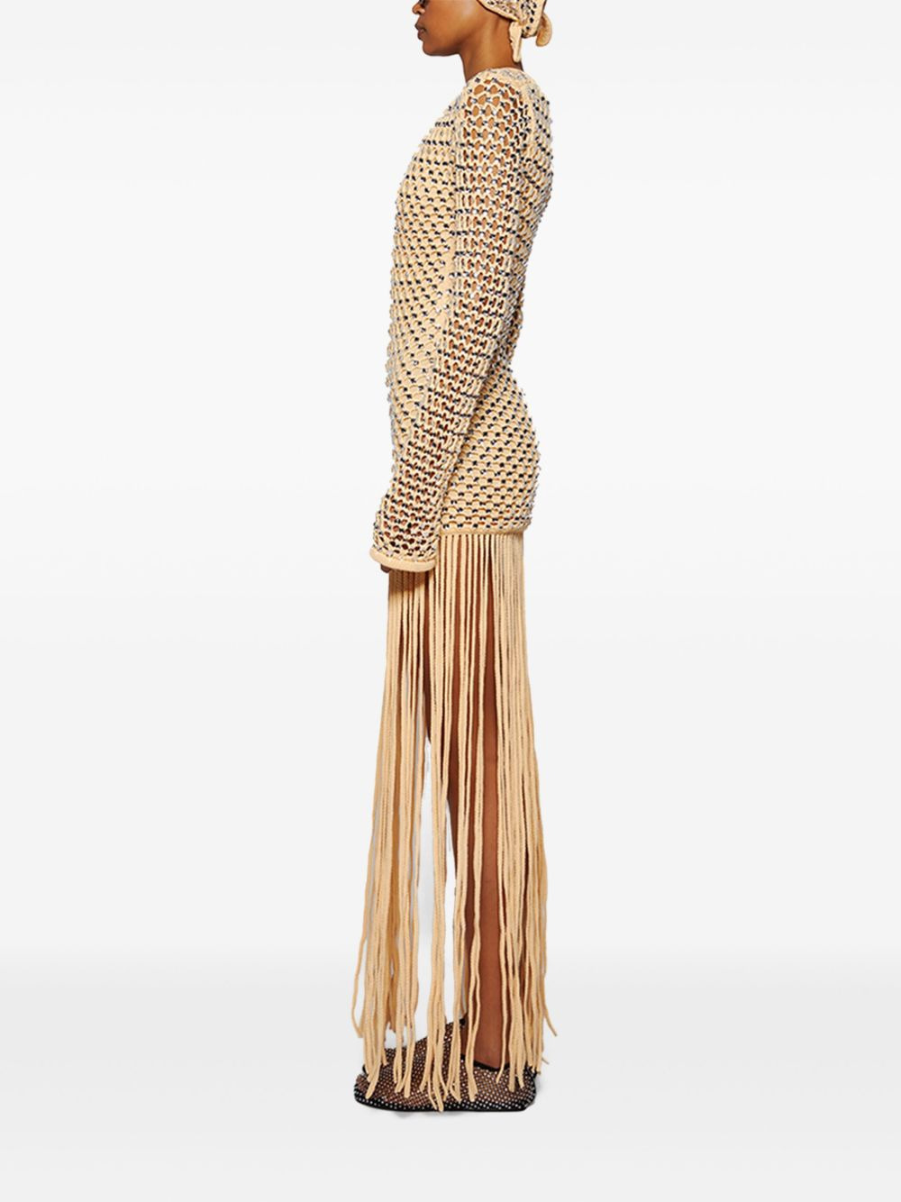 sequins-embellished fringe maxi dress - 3