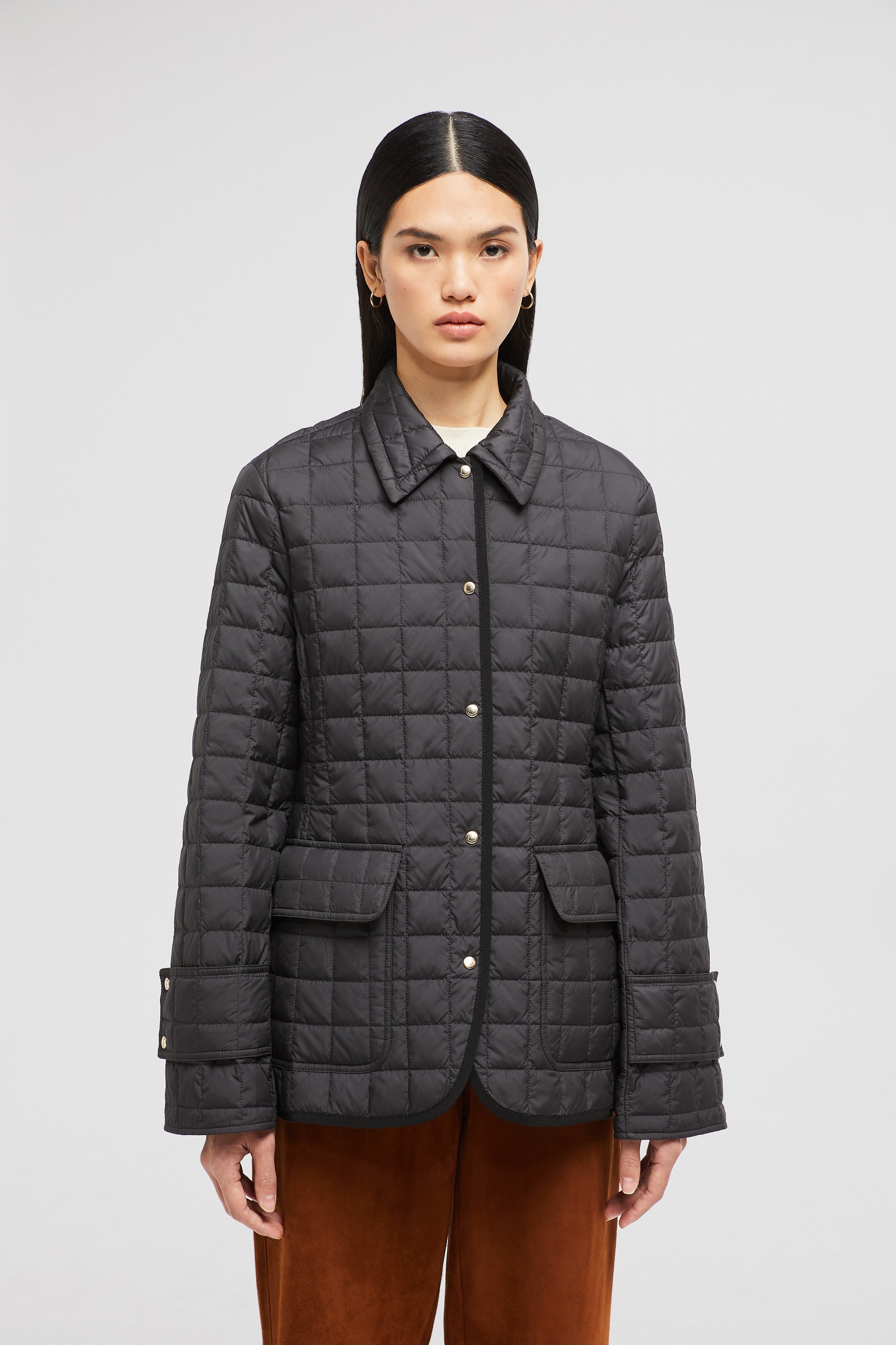 Moncler Epinal Square-Quilted Down Shirt Jacket | REVERSIBLE