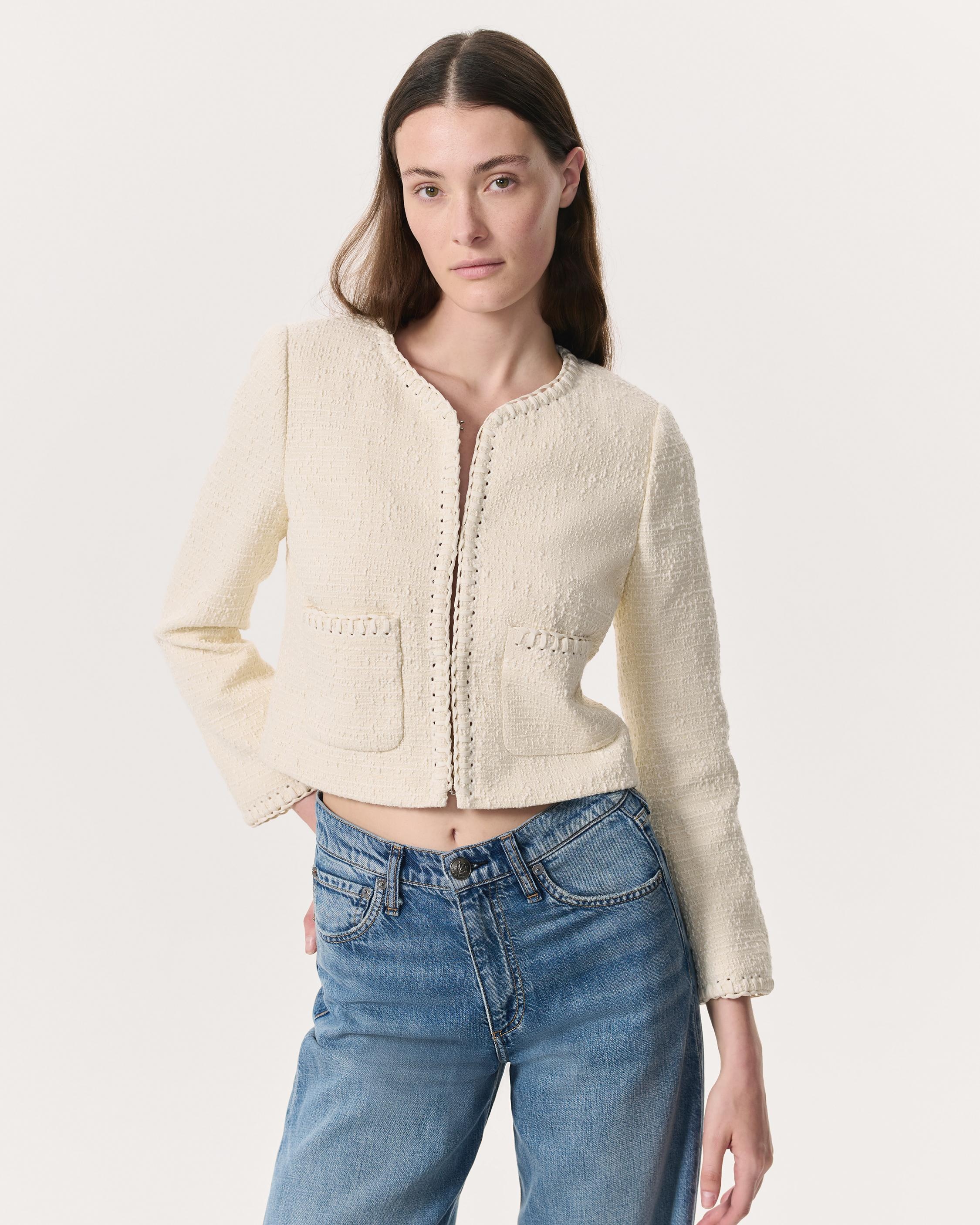 Cheyenne Whipstitch-Trimmed Tweed Lady Jacket - 2