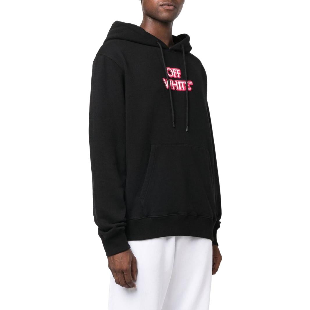 Off-White Slogan Print Logo Hoodie 'Black' OMBB097F22FLE01110301030 - 4