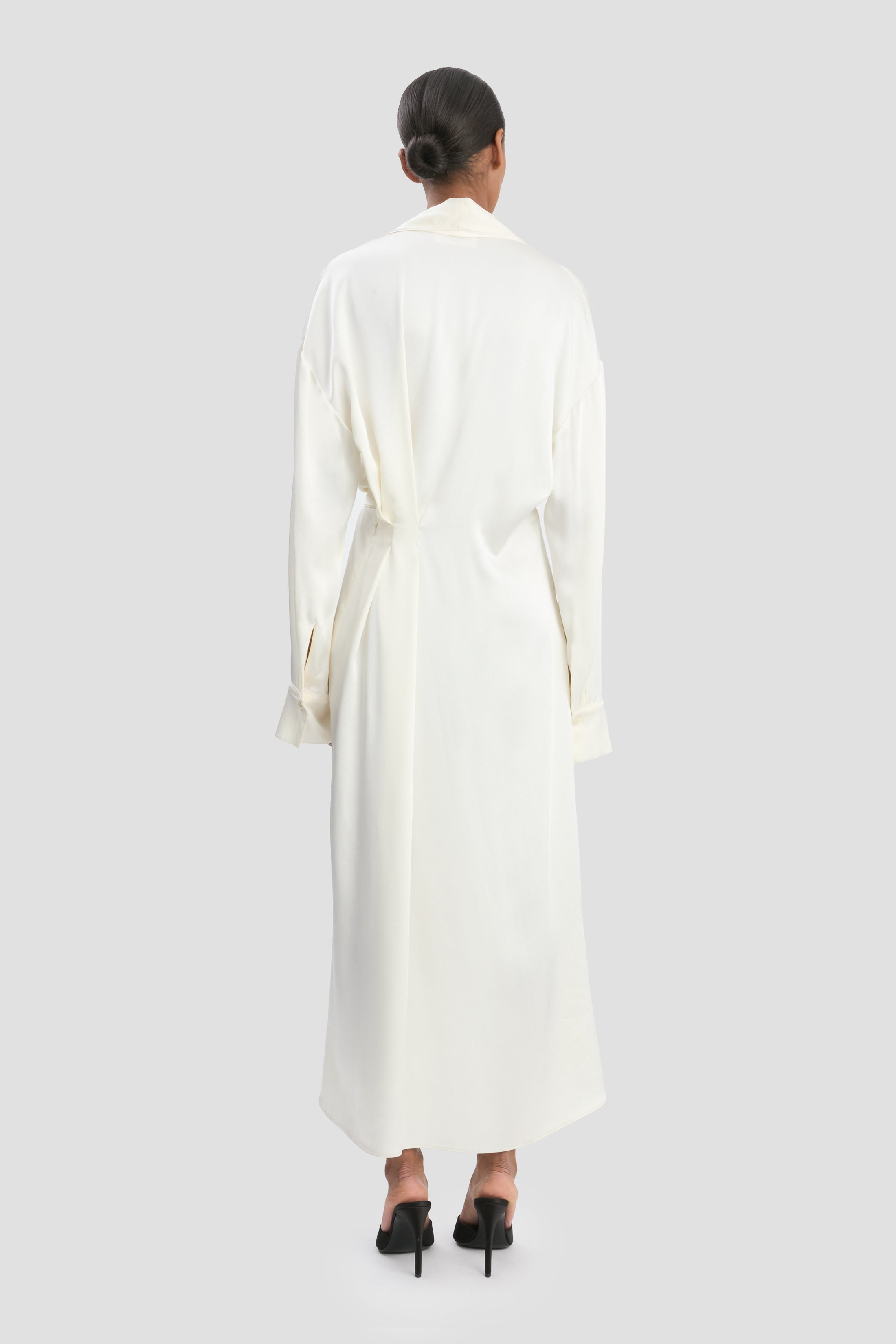 Wrap Detail Midi Dress In Ivory - 6