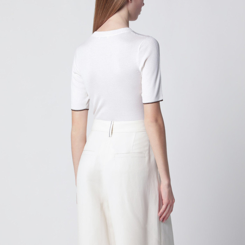 White cashmere and silk knit top 3
