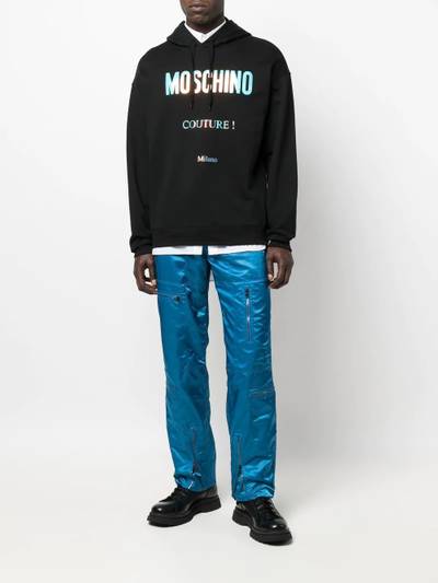 Moschino logo-print cotton hoodie outlook