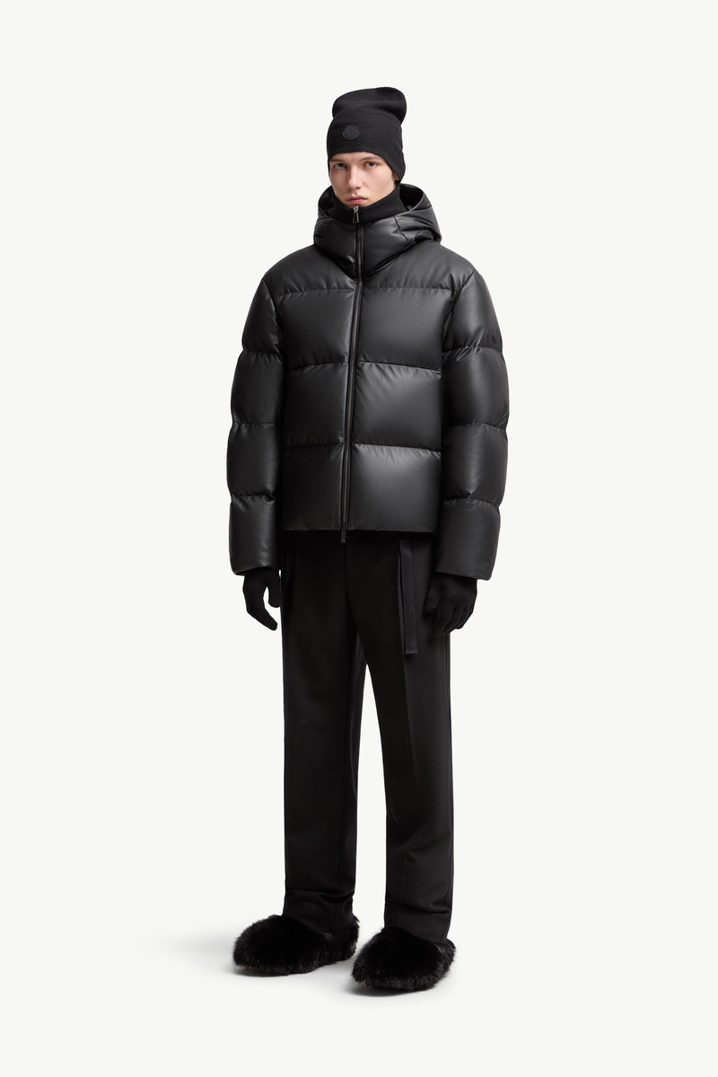 Moncler Mentone Hooded Nappa Leather Short Down Jacket outlook