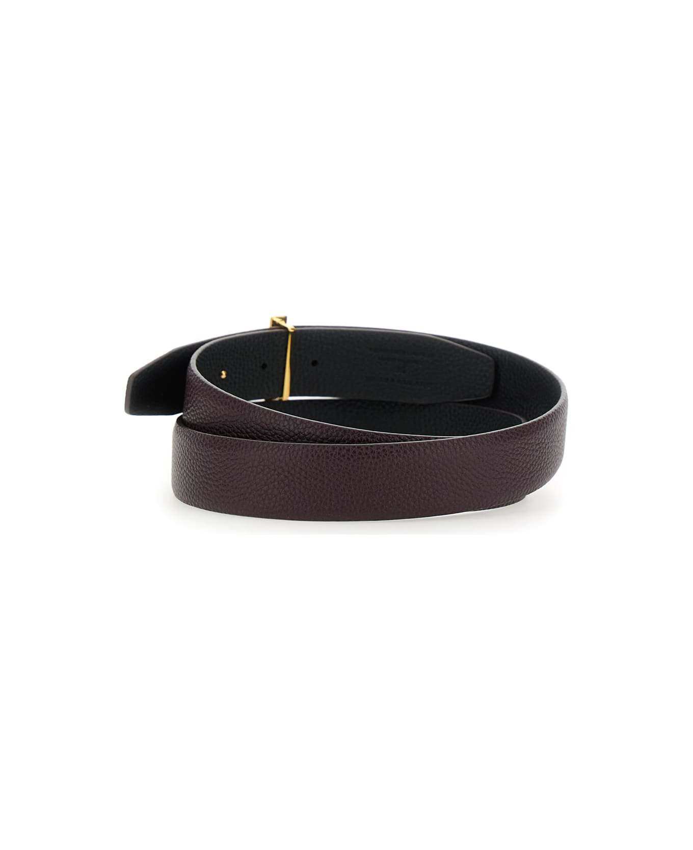 Bordeaux Belt With T Buckle Closure In Grained Leather Man - 2