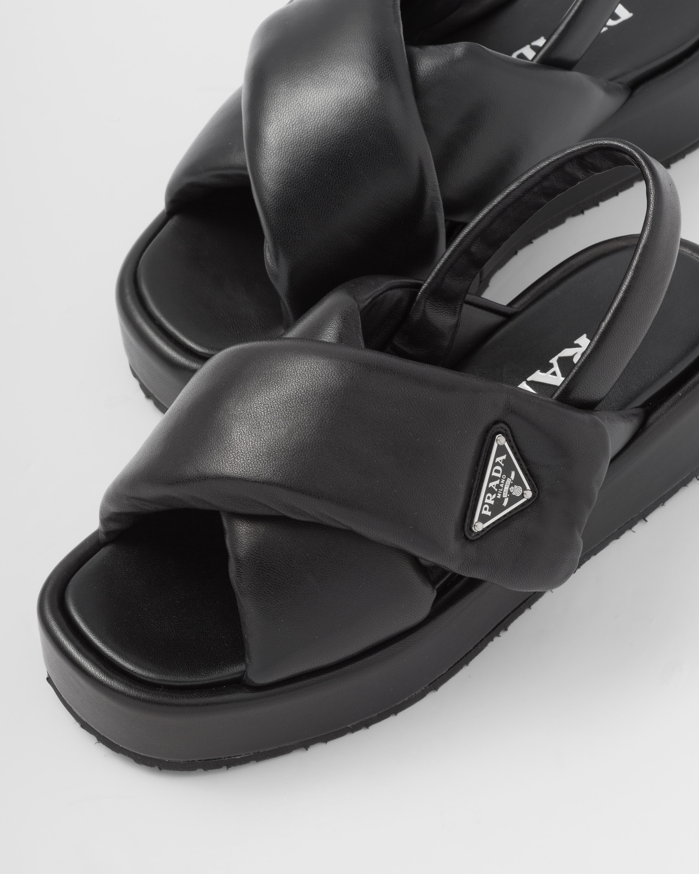 Prada Soft padded nappa leather wedge sandals - 6