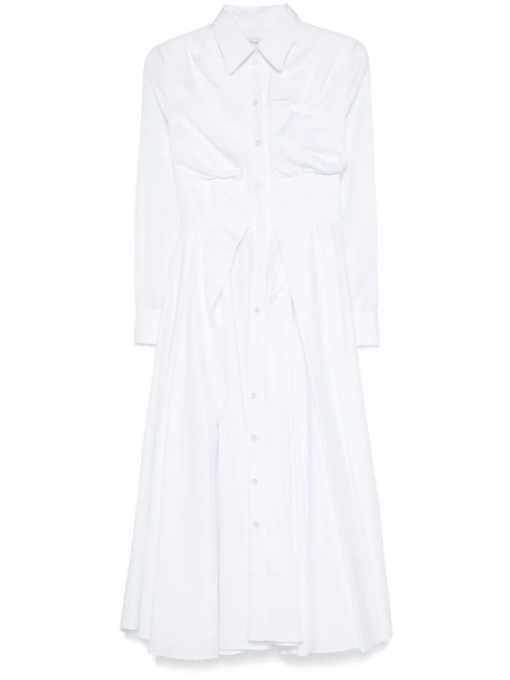 pleated midi shirt dress - 1