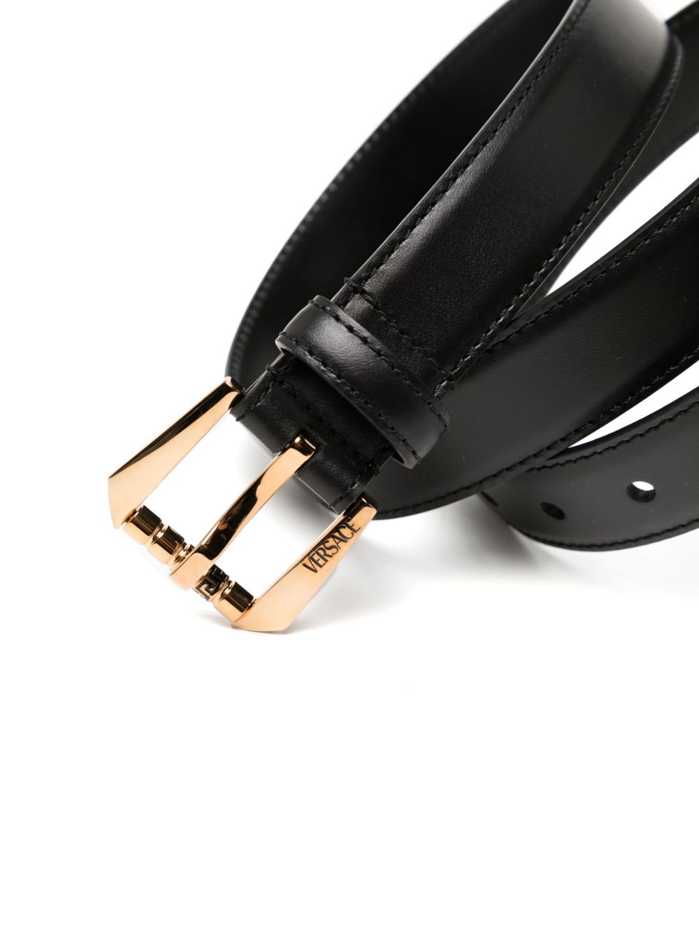 logo-engraved leather belt - 2
