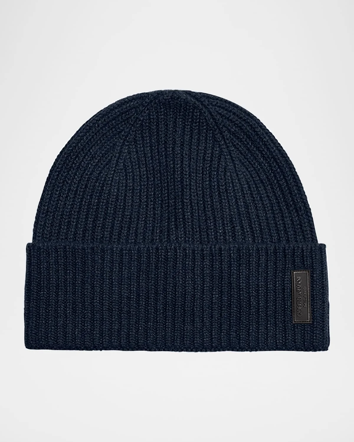 Men's Cashmere and Wool Cuff-Label Beanie Hat - 1