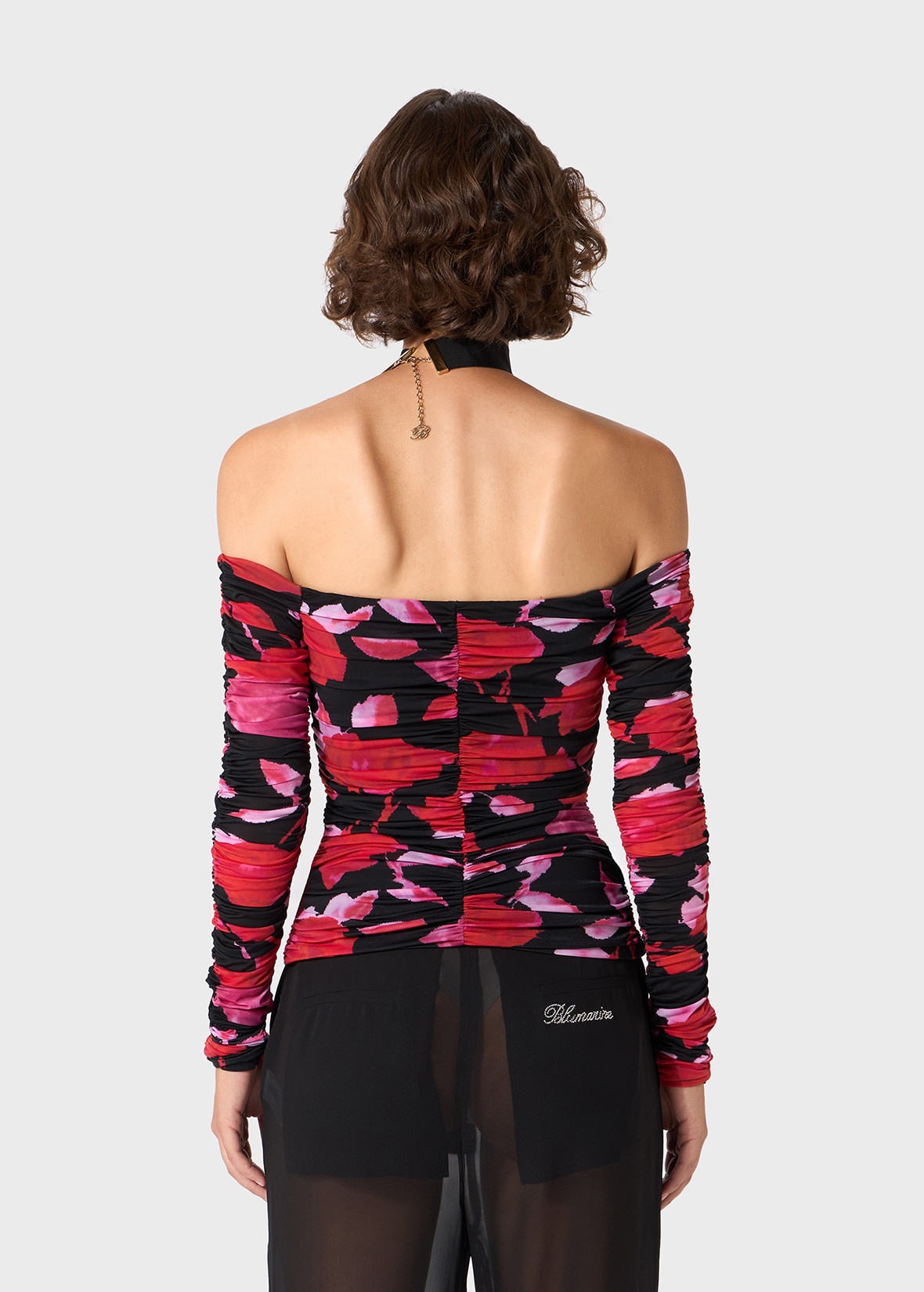 PRINTED JERSEY BLOUSE WITH DRAPING - 4
