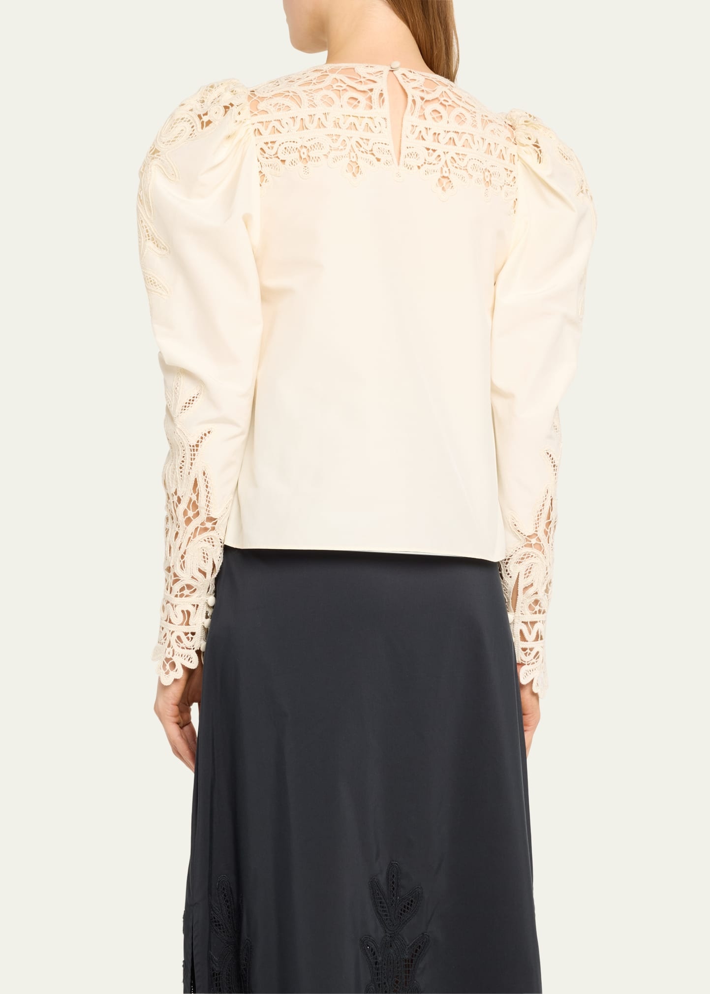 Aura Openwork Embroidered Cotton Silk Blouse - 3