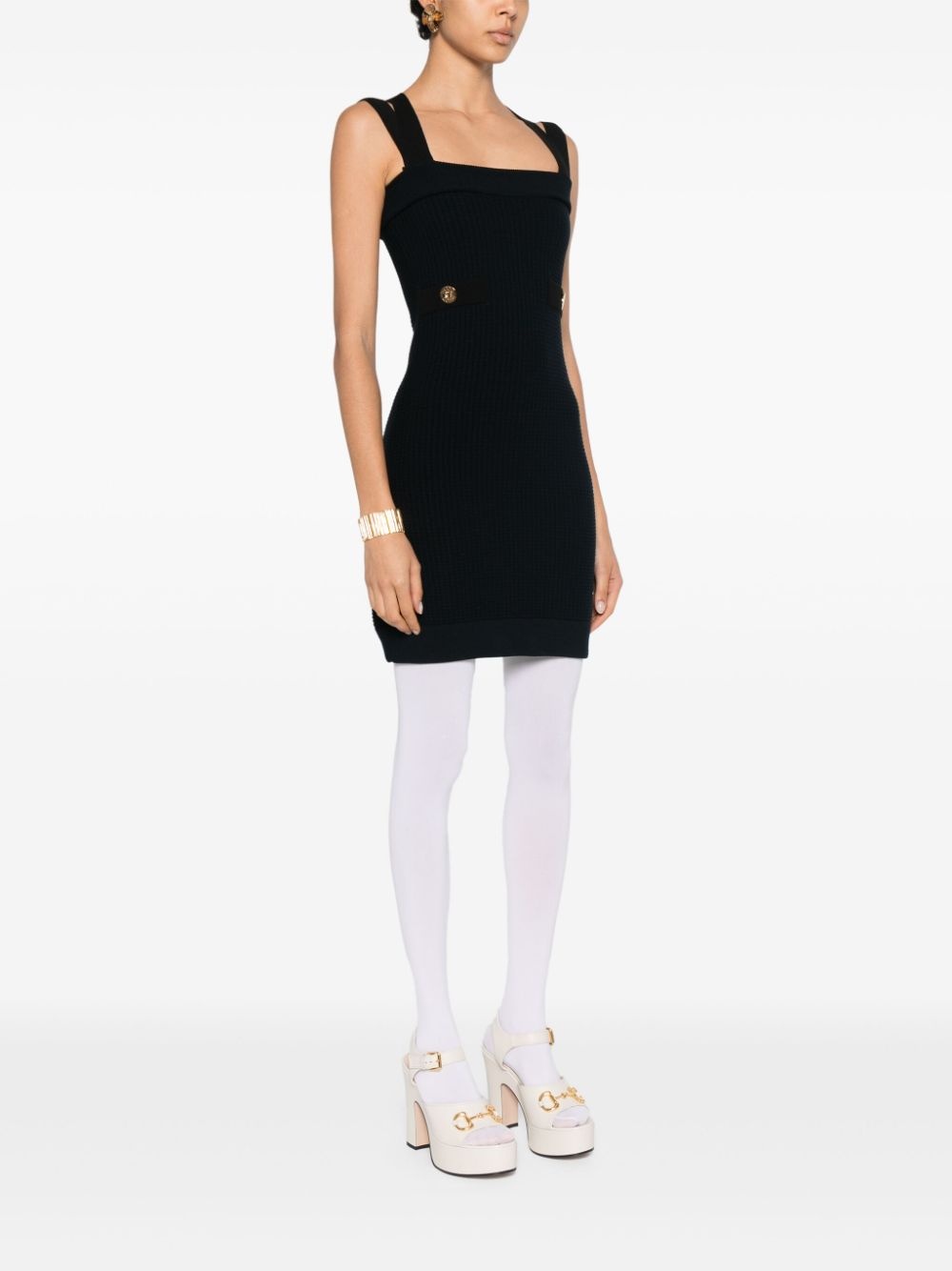 double-strap 3D-knit mini dress - 3