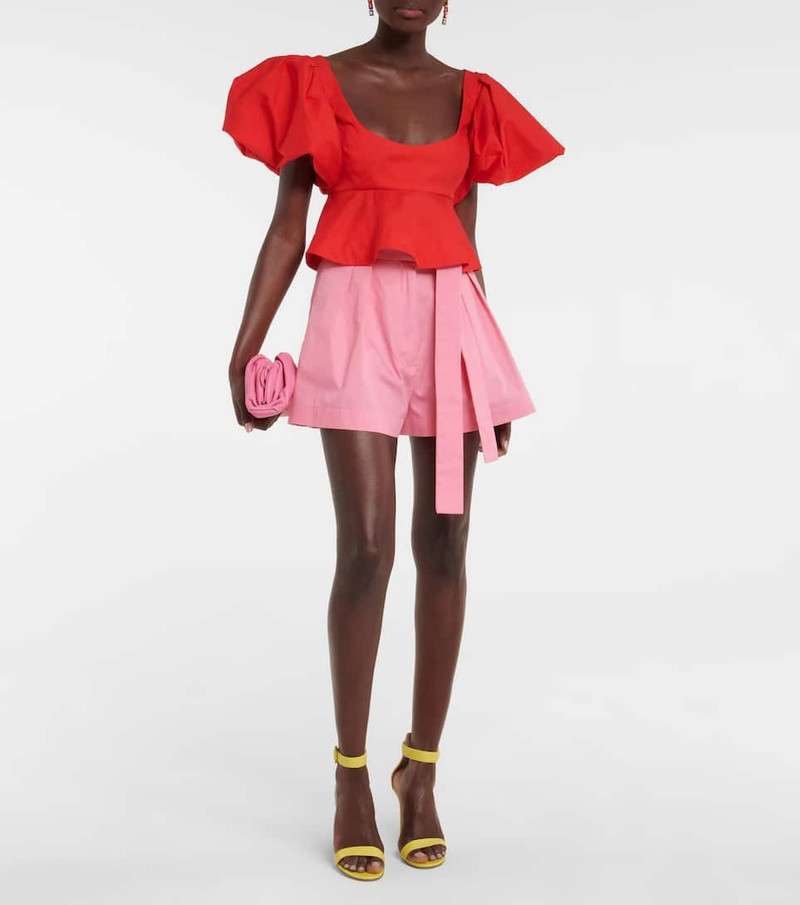 Oscar de la Renta High-rise wide-leg cotton shorts outlook