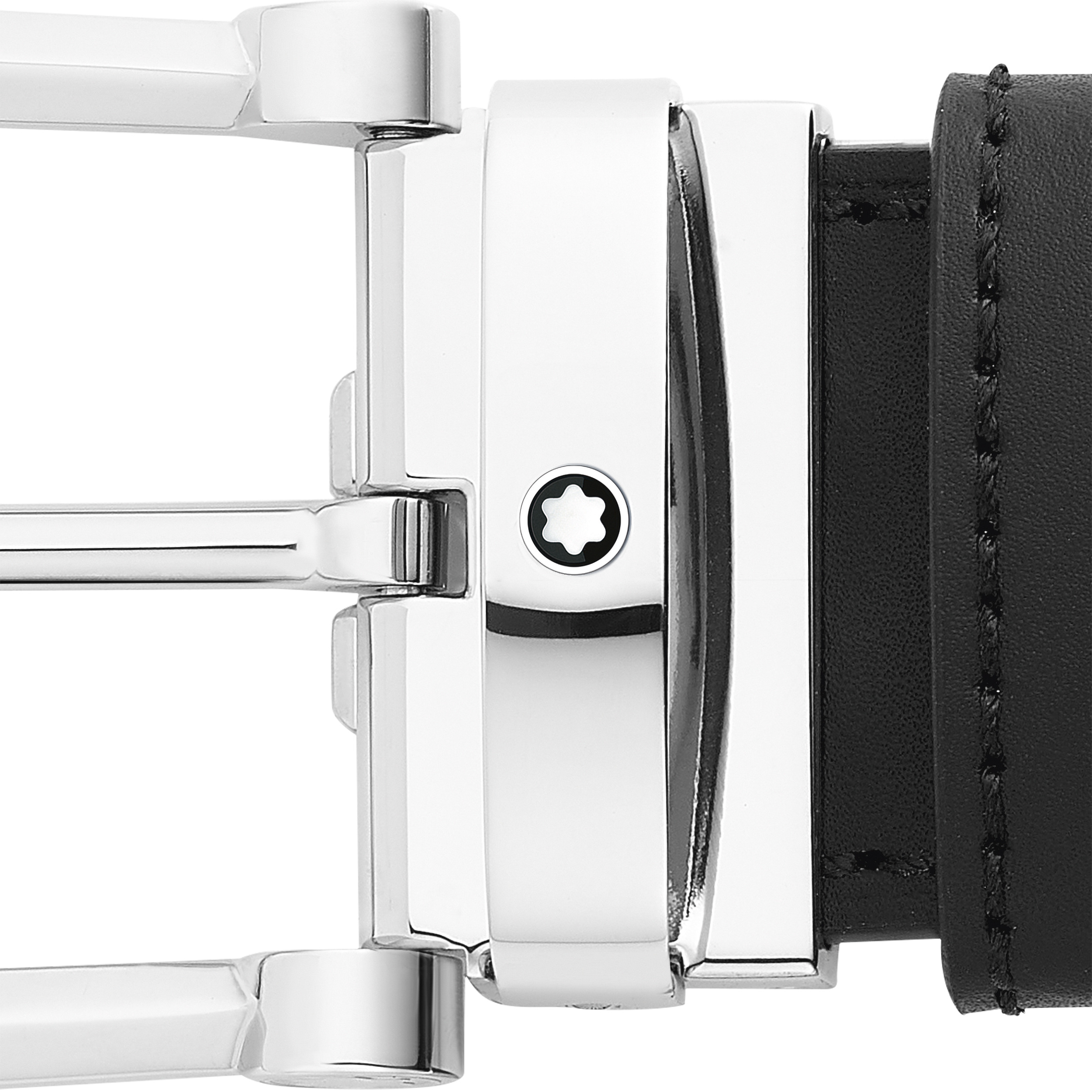 Horseshoe buckle black/blue 35 mm reversible leather belt - 2