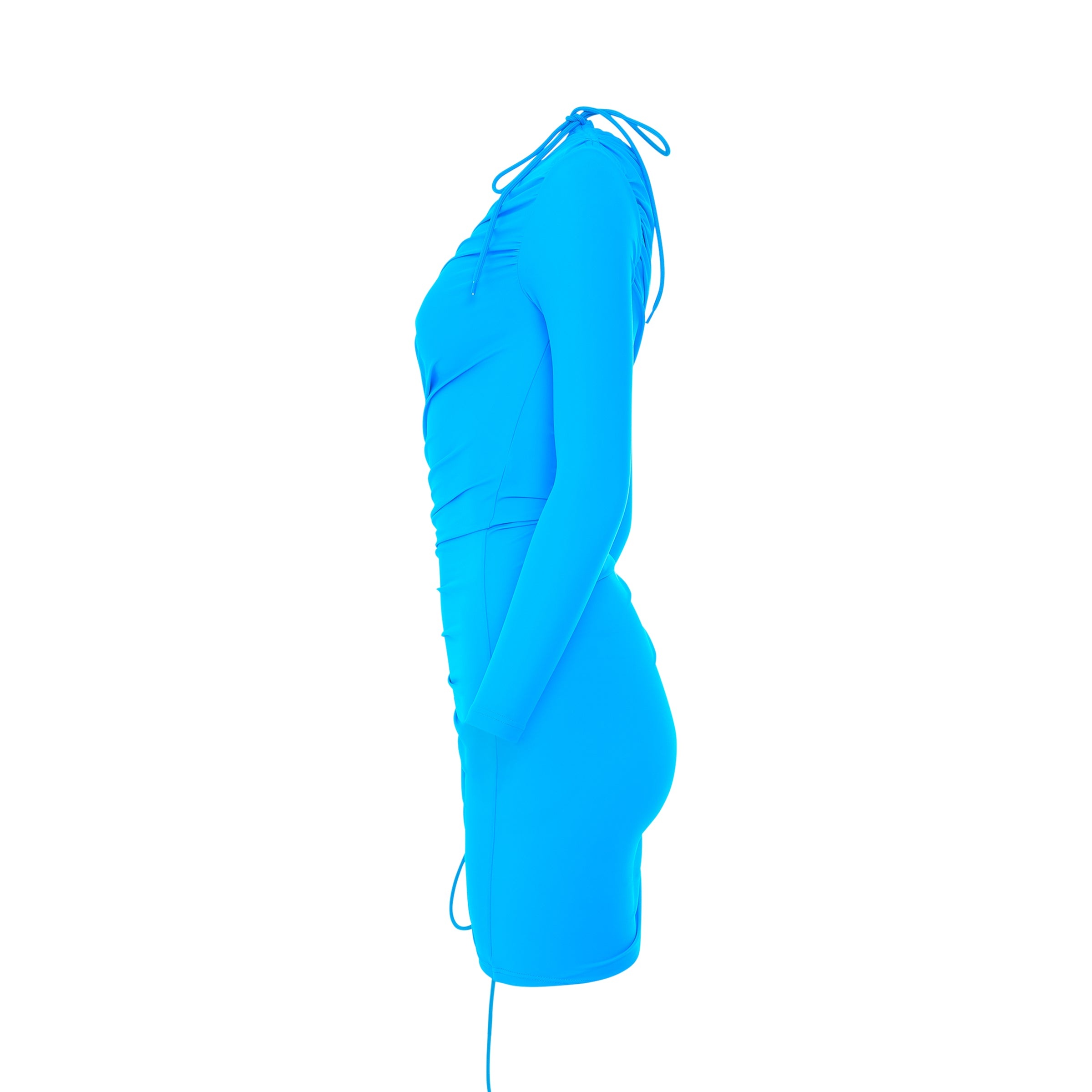 Mini Matte Spandex Dress in Cyan - 3