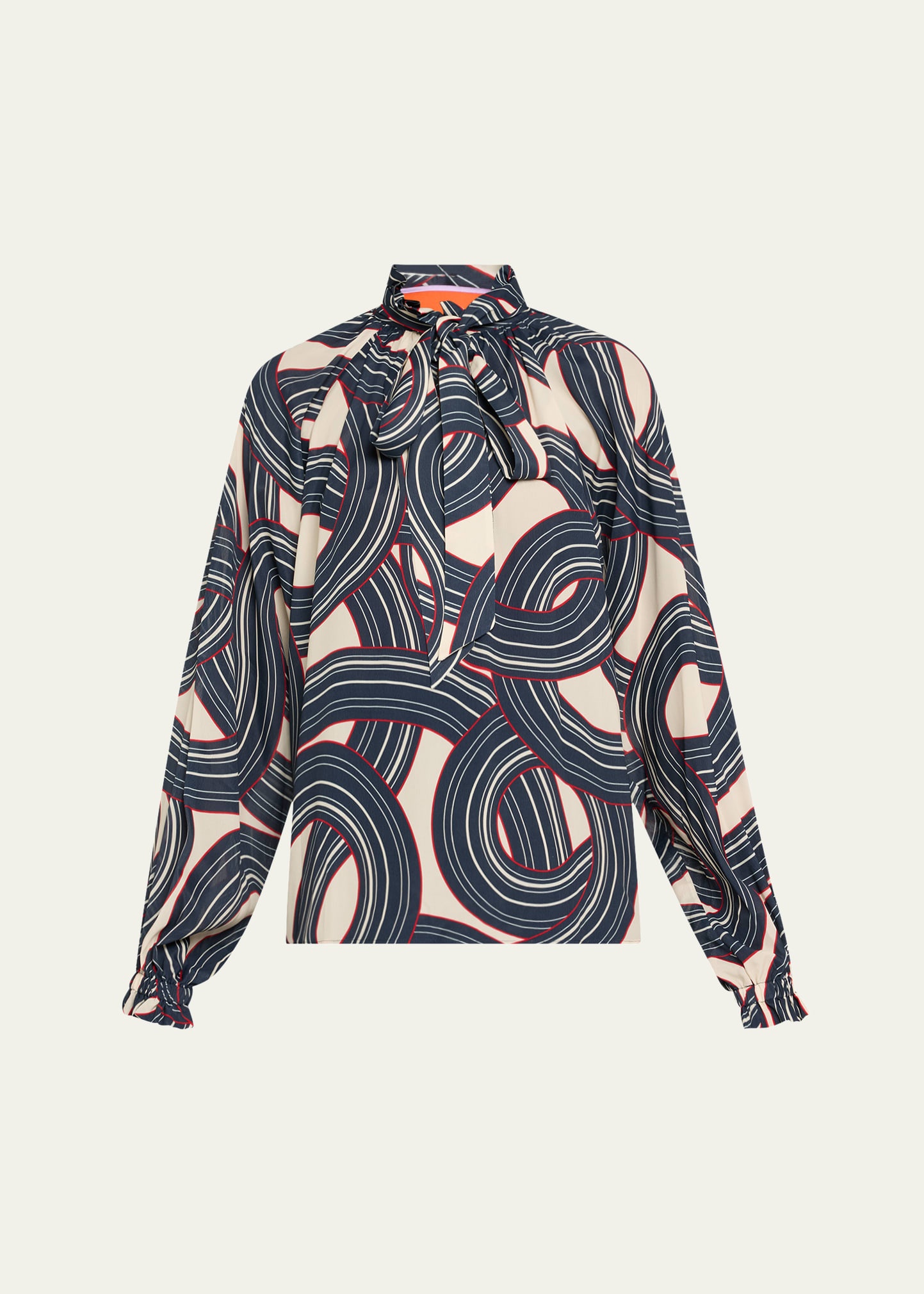 Cerere Placee Printed Blouse with Tie Neck - 1
