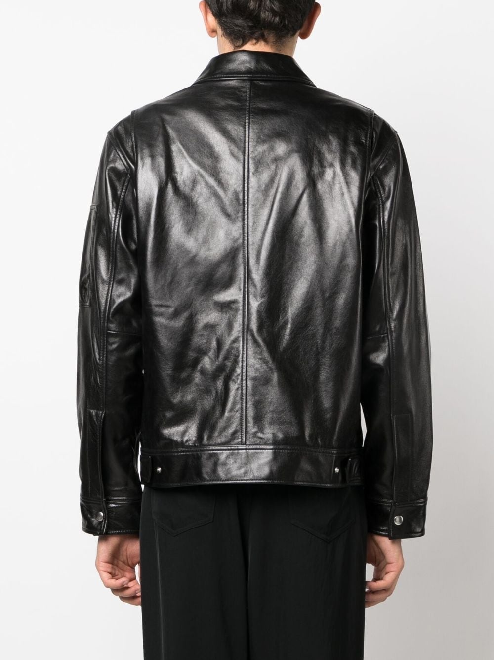 zip-up leather jacket - 4