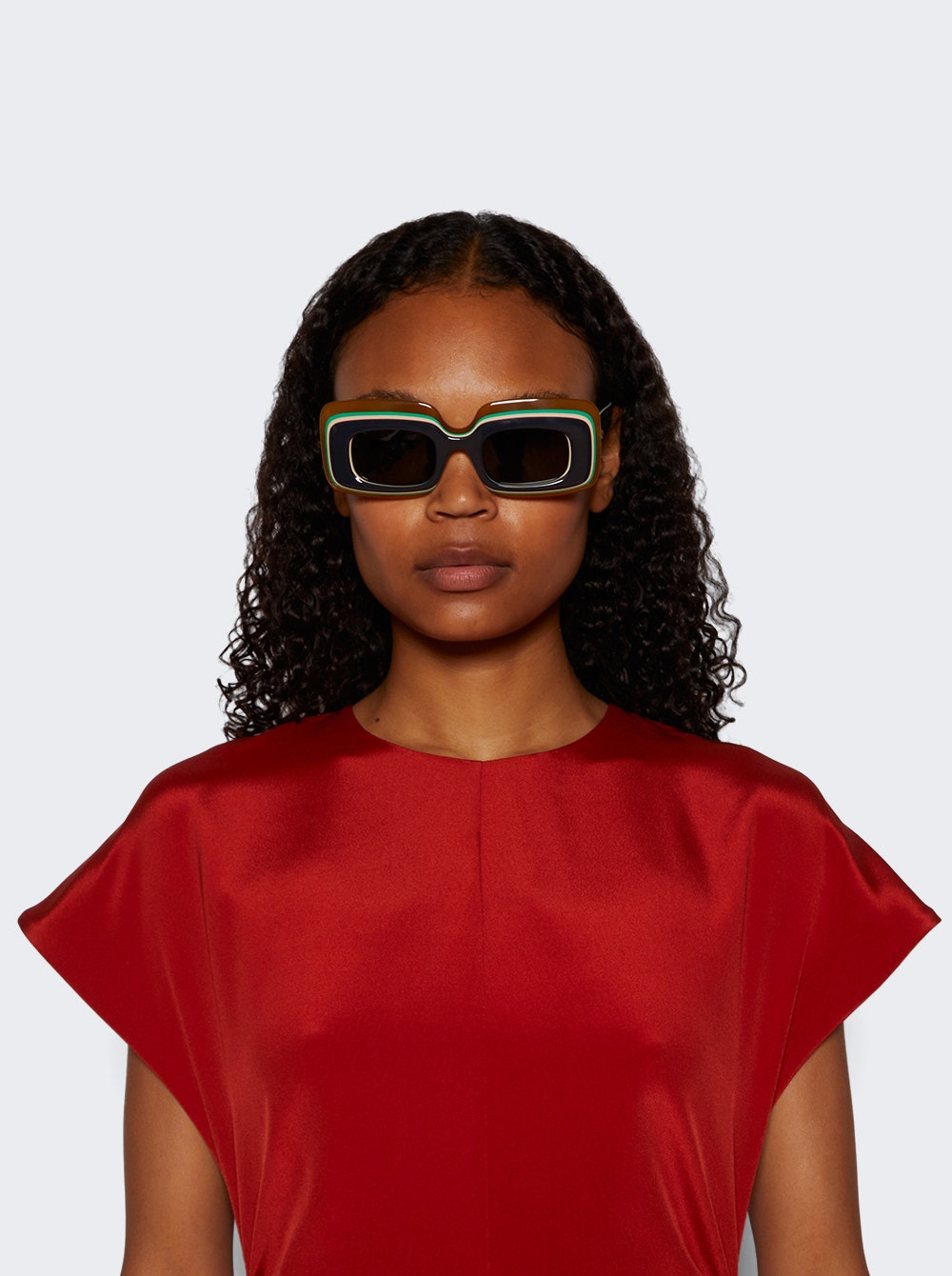 Multilayer Rectangular Sunglasses Black And Yellow - 2
