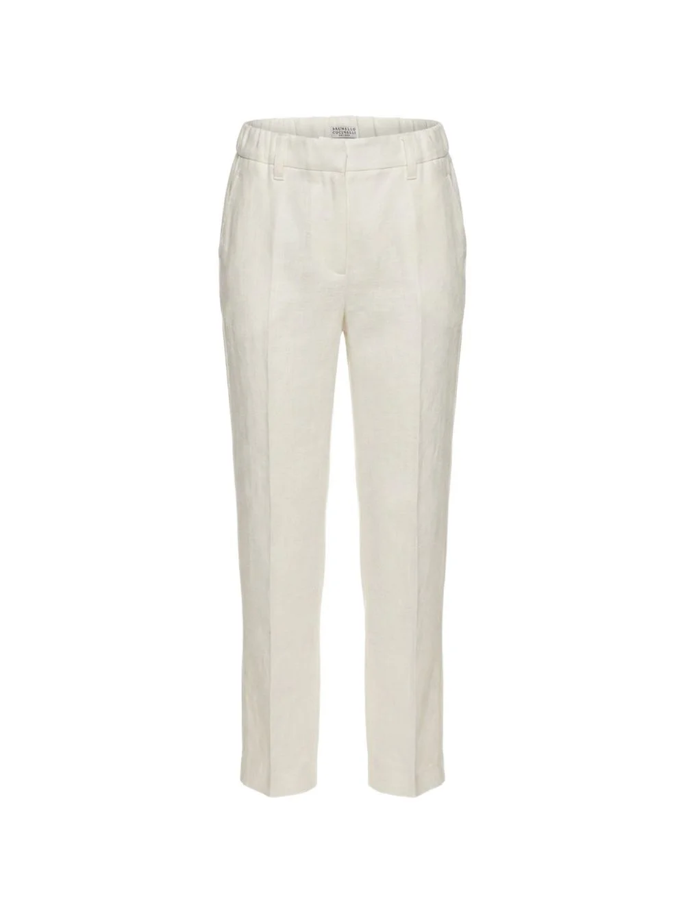 elasticated-waistband linen trousers - 1