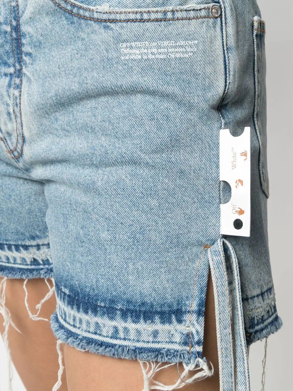 side tie fastening denim shorts - 5