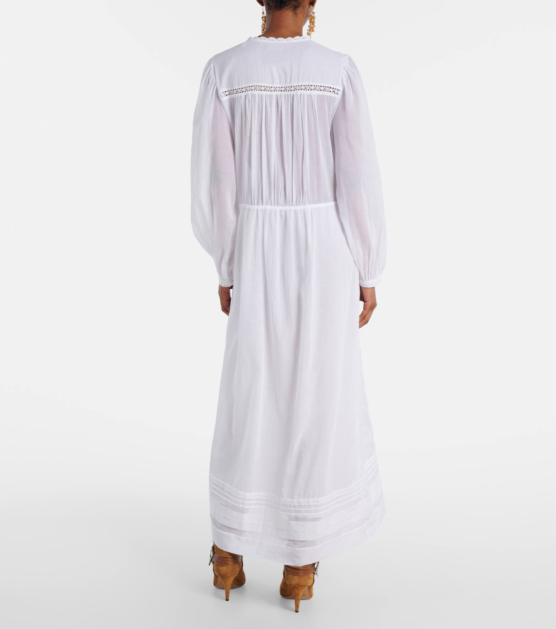 Gisela lace-trimmed cotton maxi dress - 3