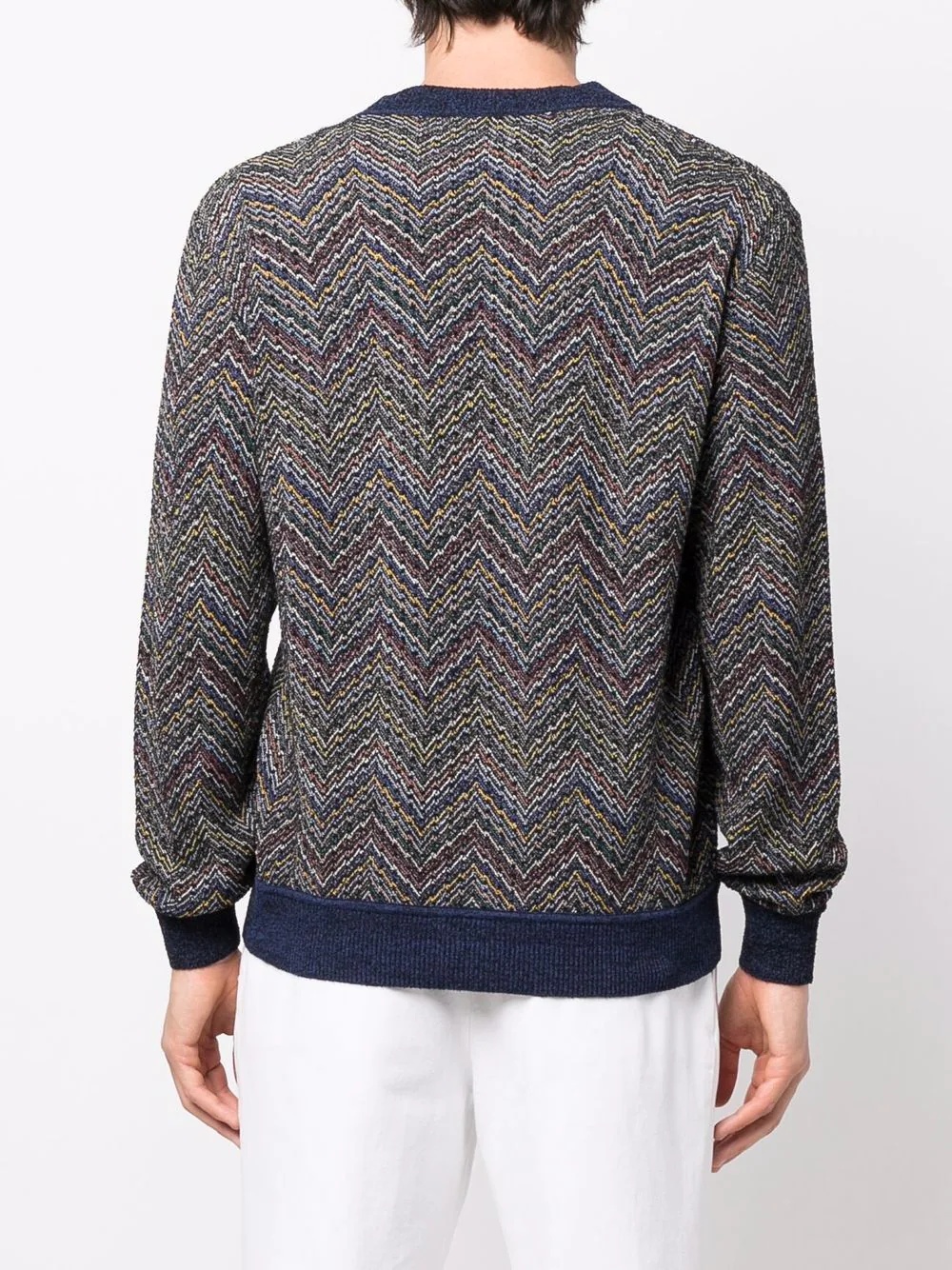 zigzag-knit V-neck cardigan - 4