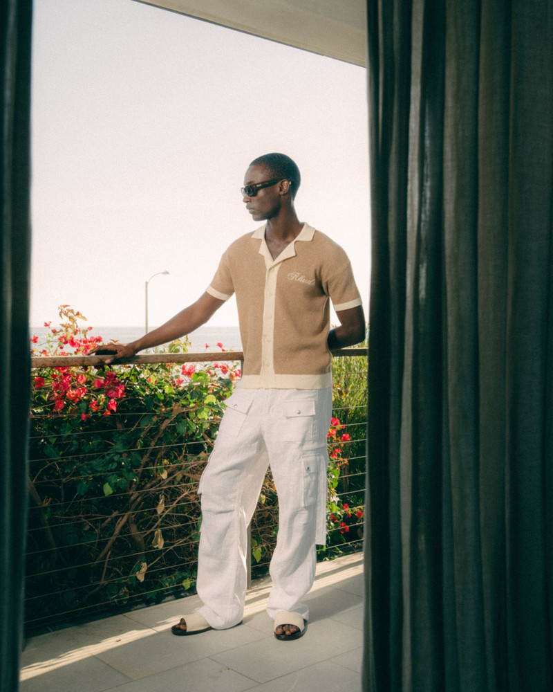 Rhude CONTRAST KNIT BUTTON-UP POLO outlook