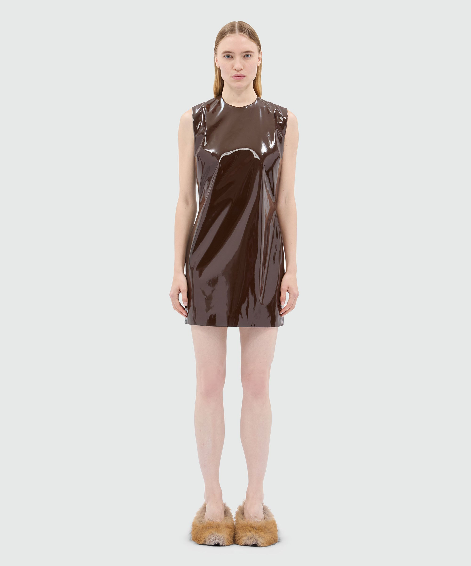 Brown vinyl minidress - 2