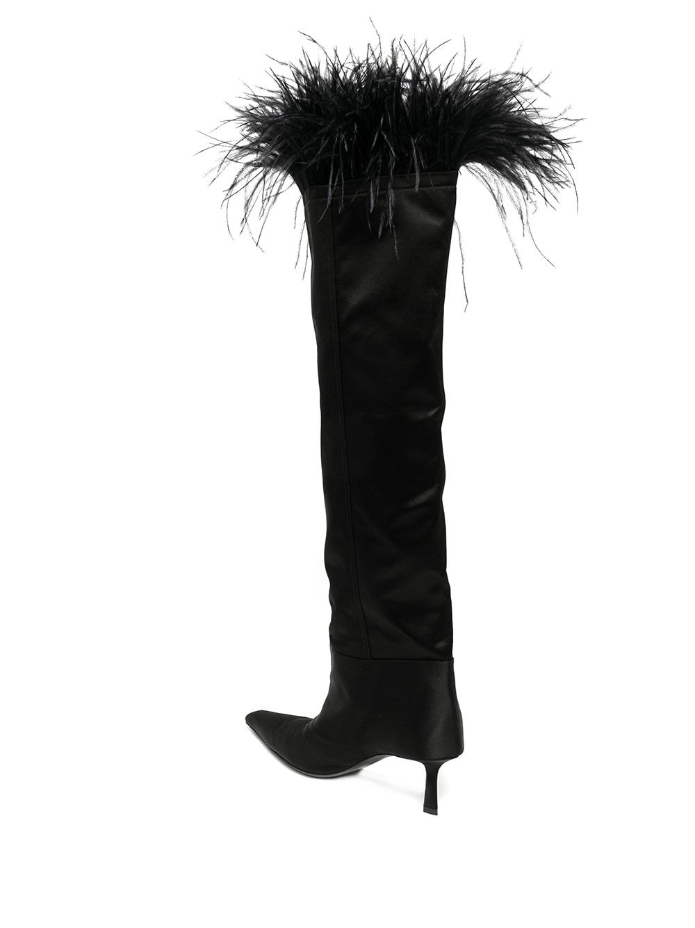 Viola feather-trim satin boots - 3