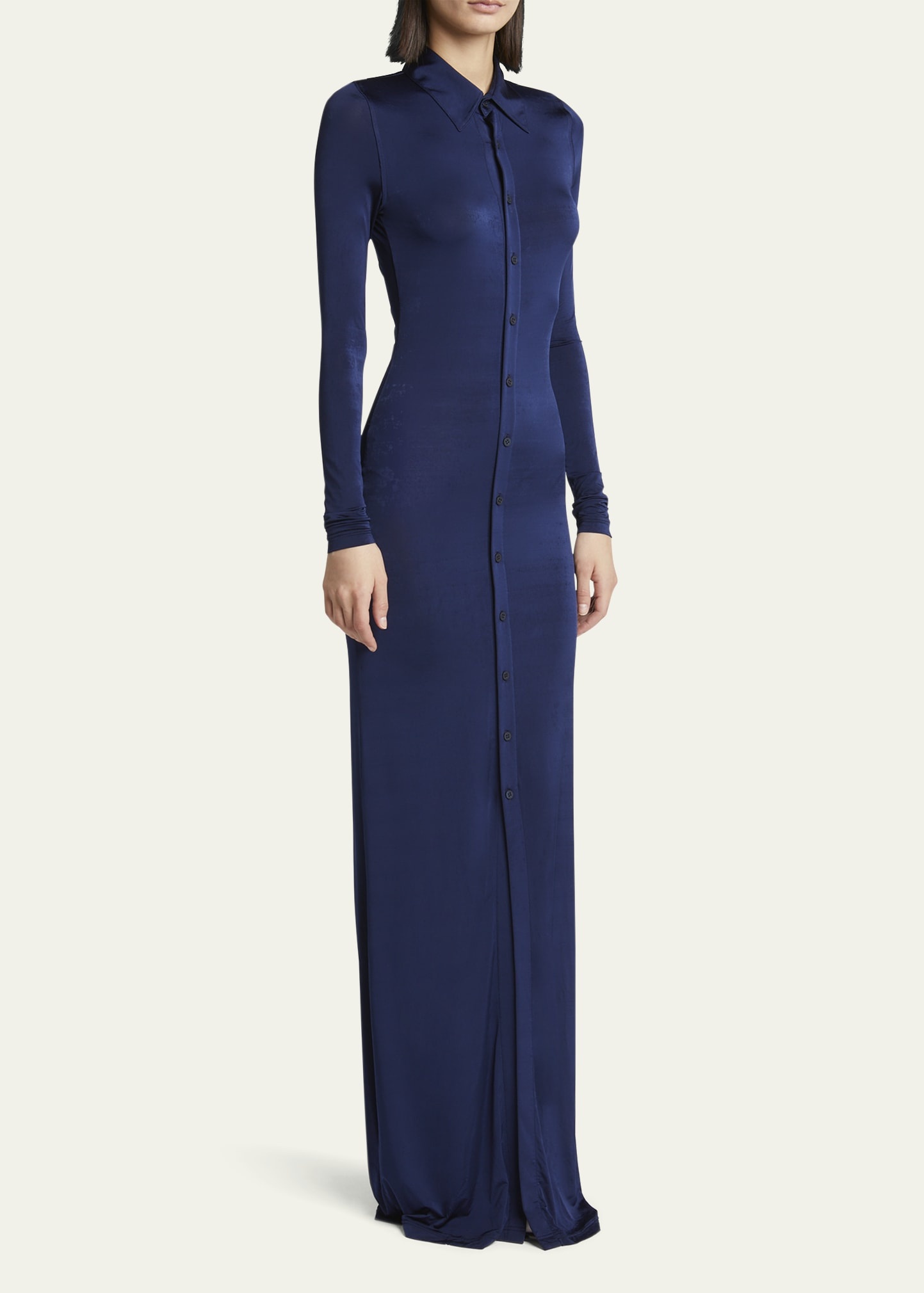 Stretch Maxi Button Down Dress - 4