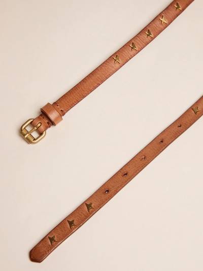 Golden Goose Molly tan leather belt with star-shaped studs outlook