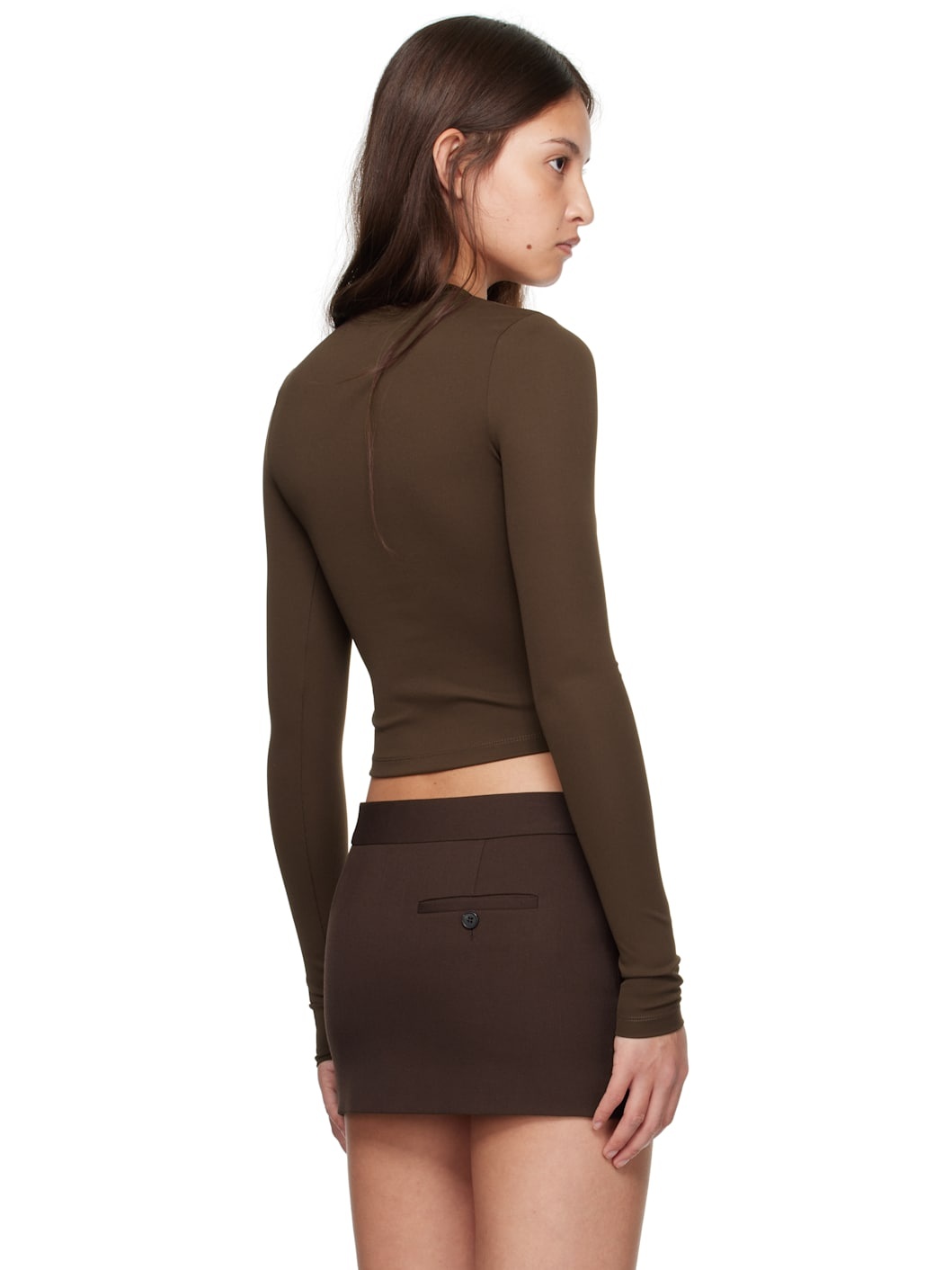 Brown Opaque Long Sleeve T-shirt - 3