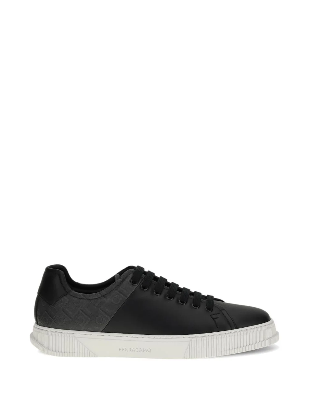 logo-pattern leather sneakers - 1
