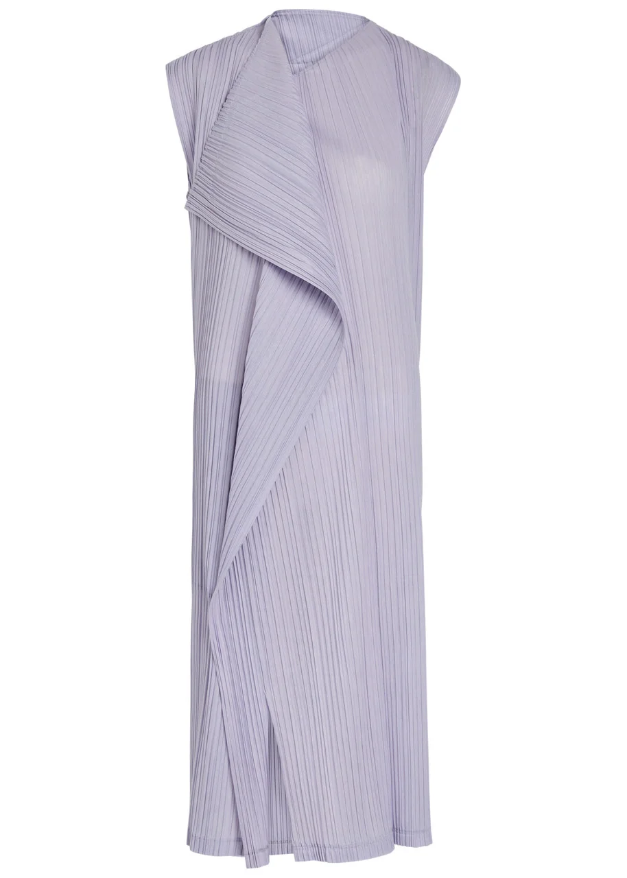 Pleats Please Issey Miyake Pleated Draped Woven Midi Dress - 1