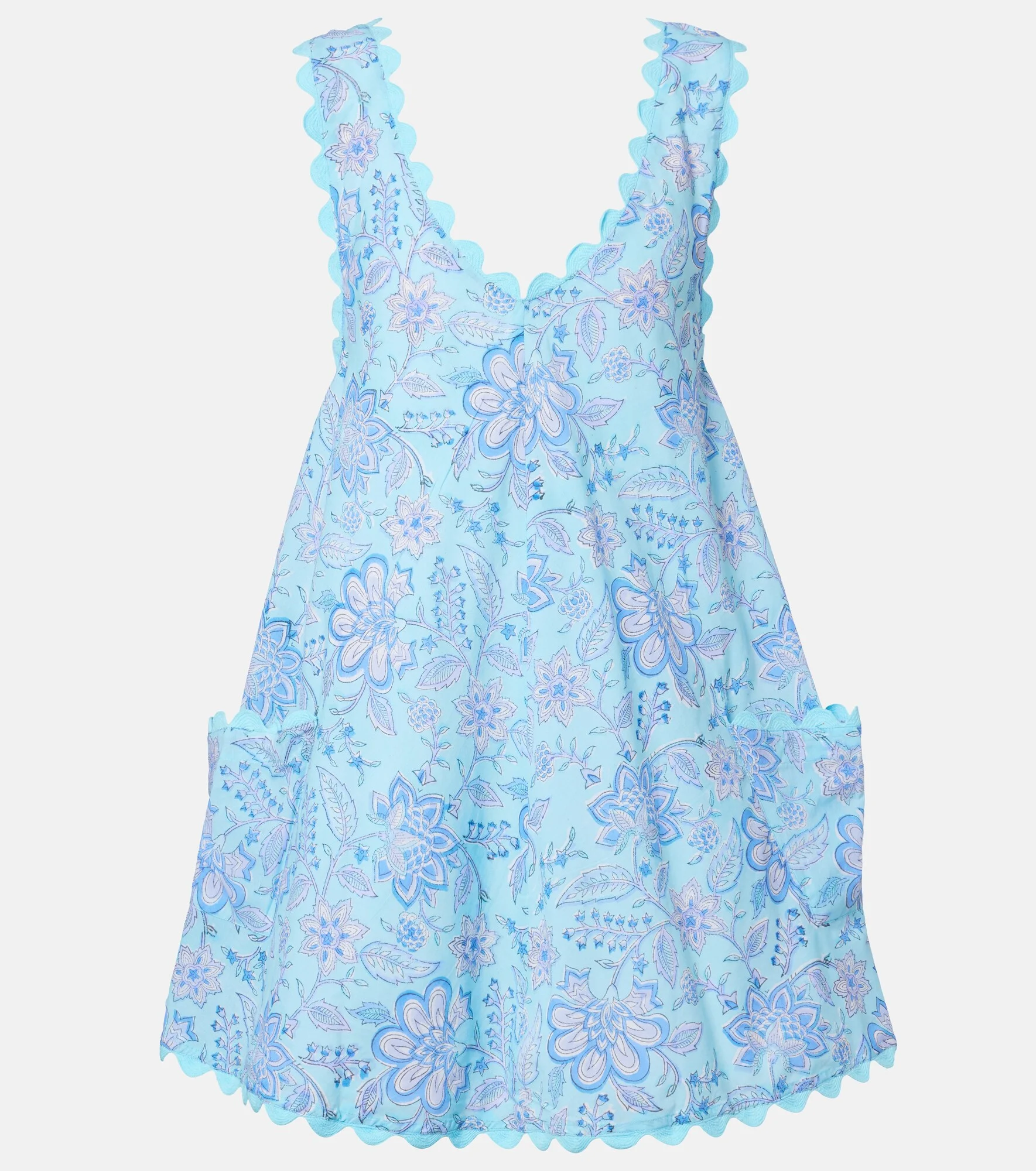 Floral scalloped cotton minidress - 1